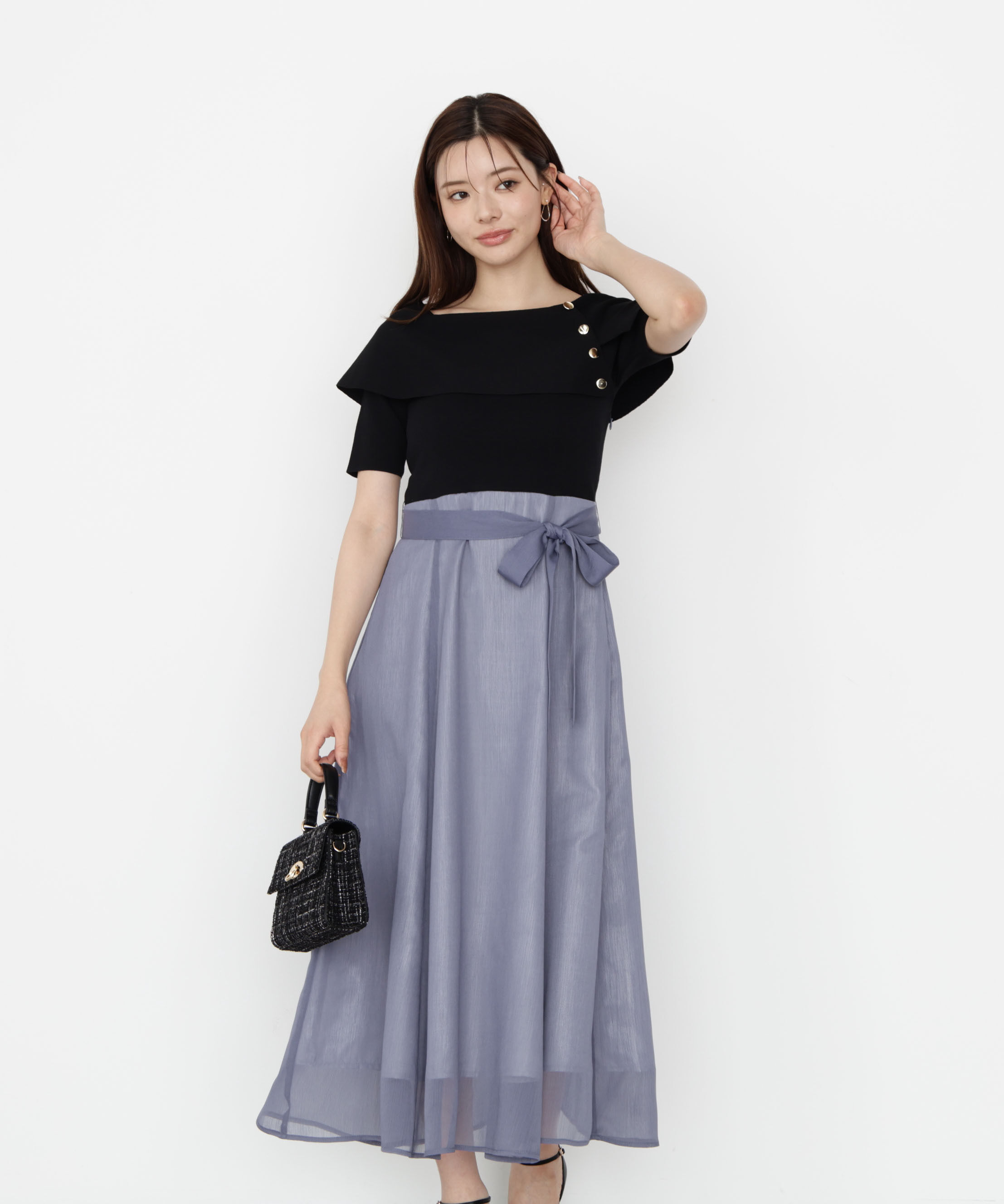 PROPORTION BODY DRESSING「ケープ風ニットドッキングワンピース 25AW」|ワンピース|