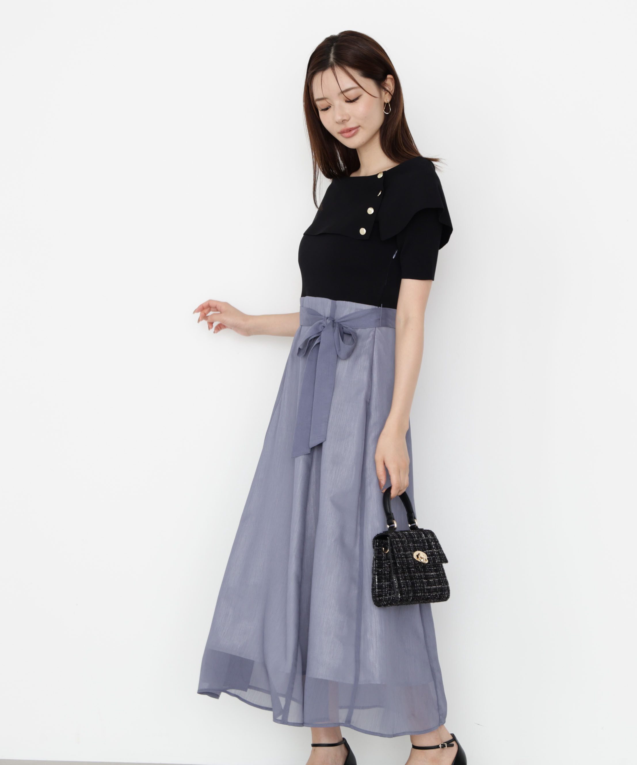 PROPORTION BODY DRESSING「ケープ風ニットドッキングワンピース 25AW」|ワンピース|