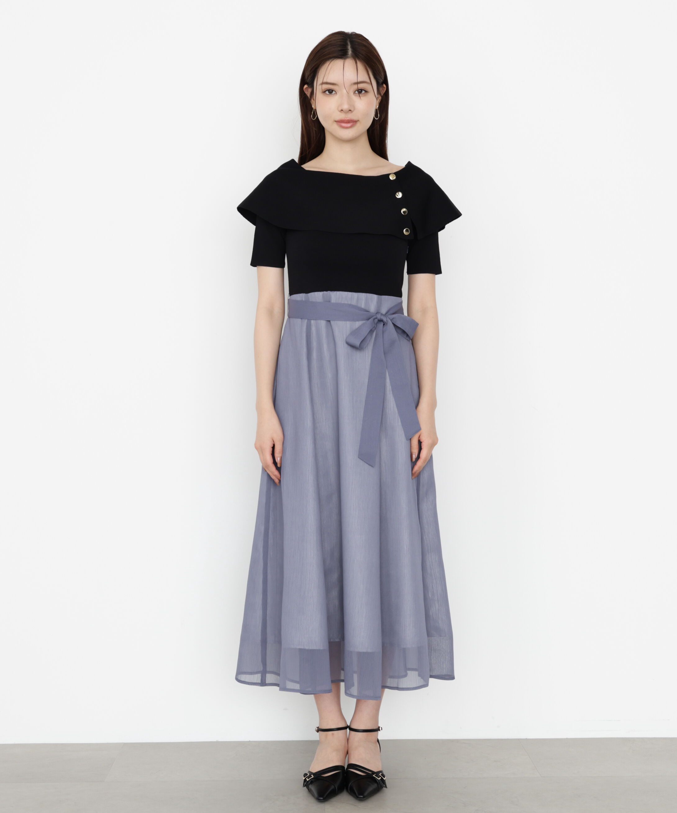 PROPORTION BODY DRESSING「ケープ風ニットドッキングワンピース 25AW」|ワンピース|