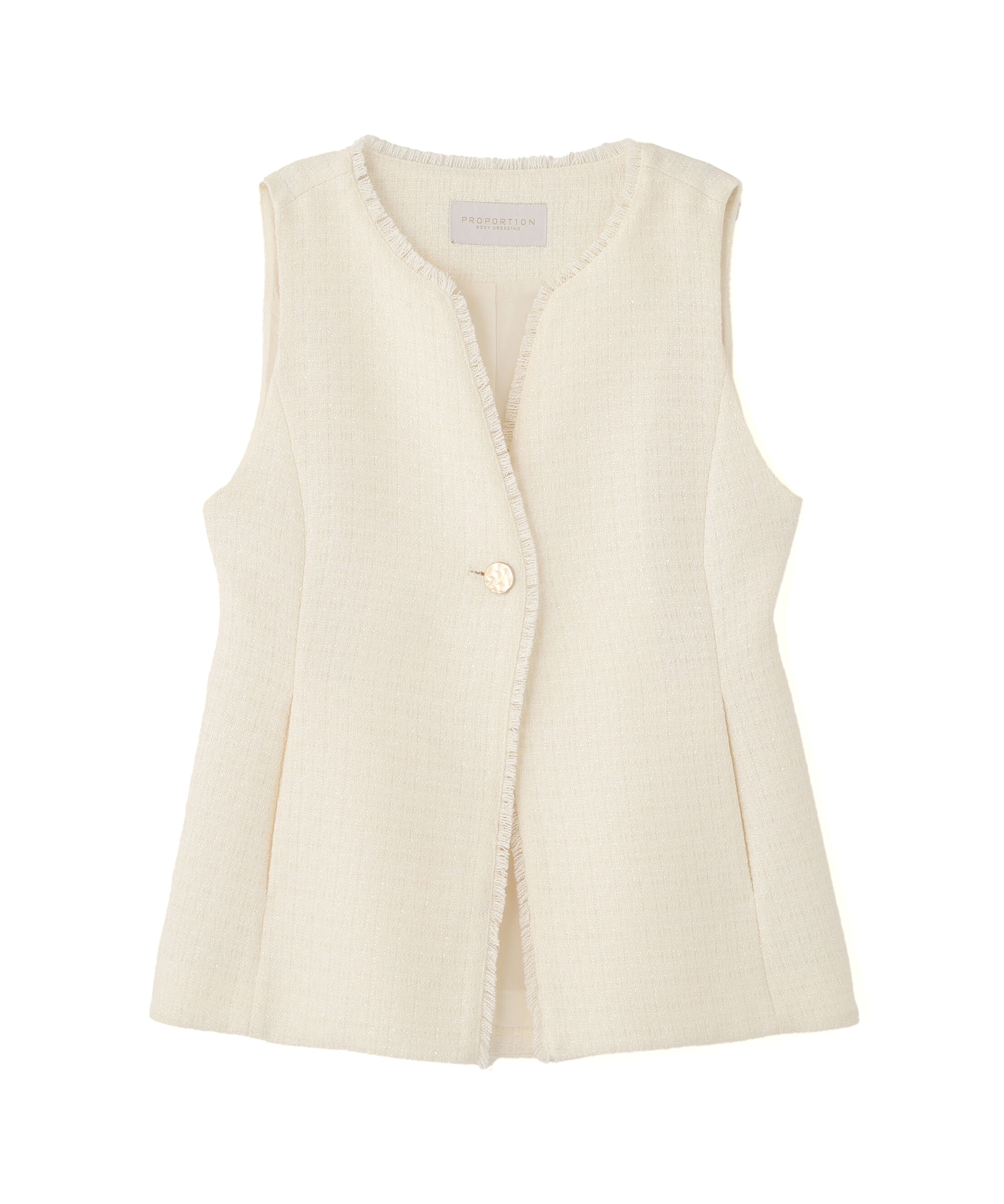 PROPORTION BODY DRESSING「ニュアンス釦ツイードジレ 25AW」|ブルゾン・スタジャン|