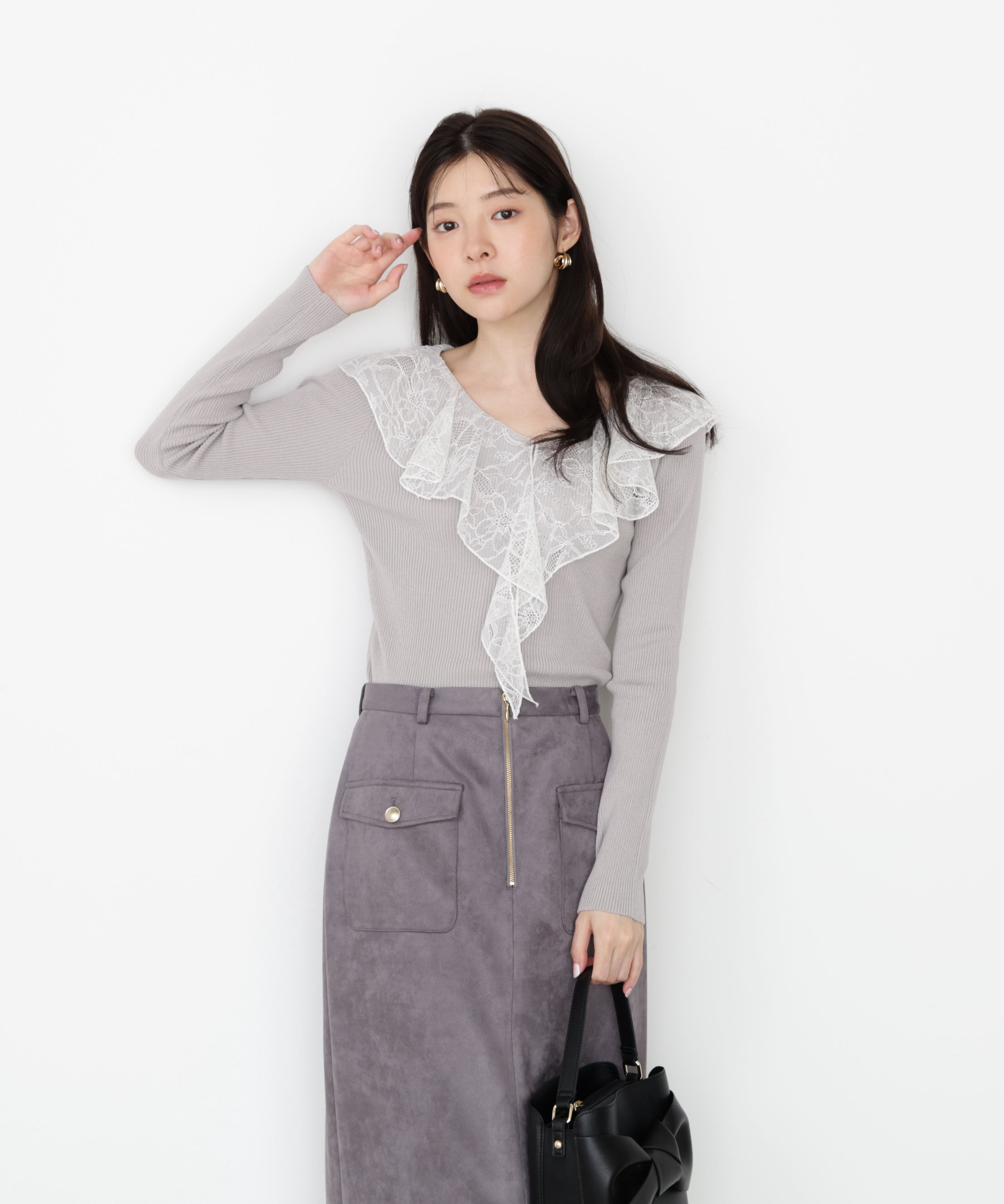 PROPORTION BODY DRESSING「レースフリルニット 25AW」|ニット・セーター|