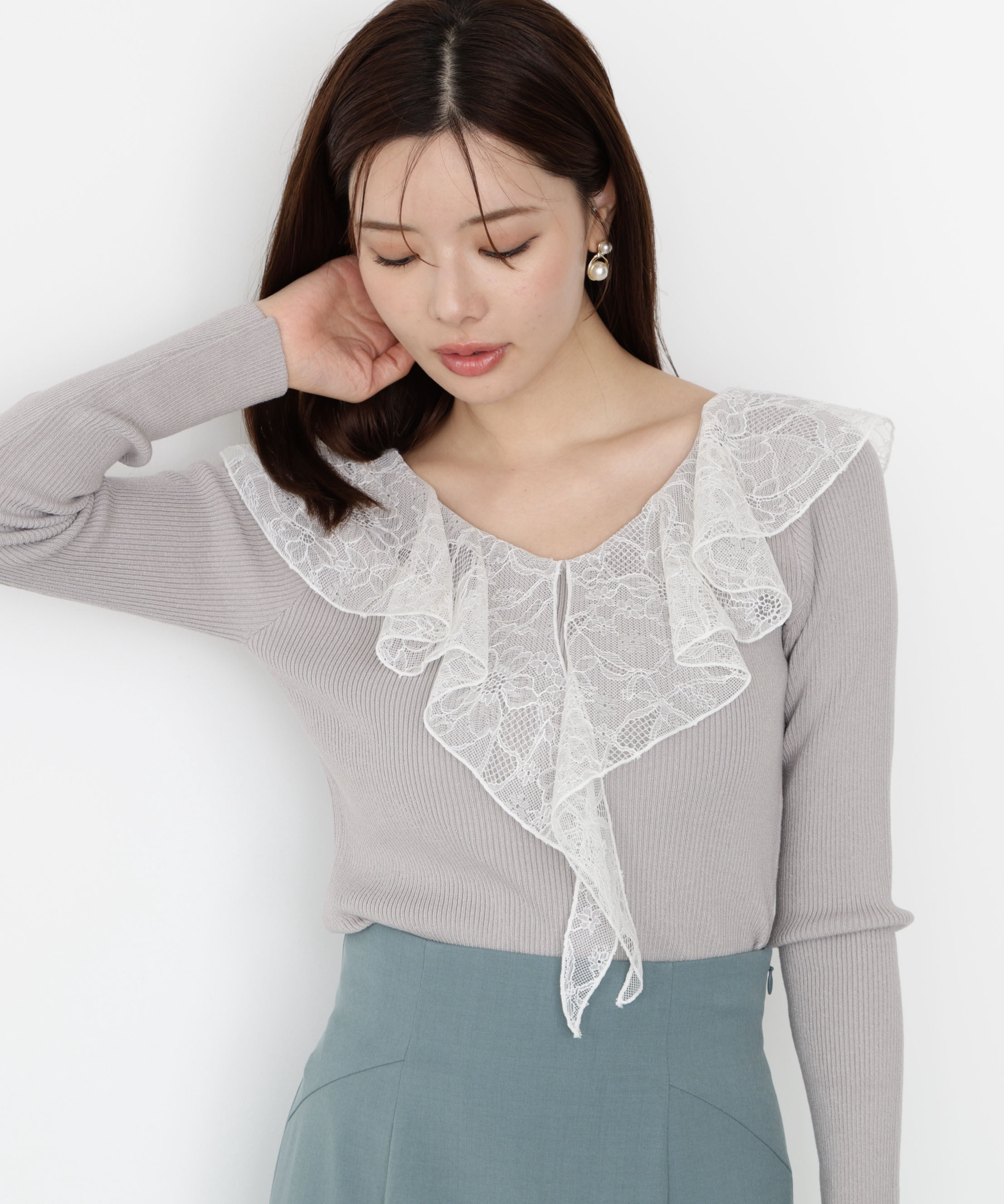 PROPORTION BODY DRESSING「レースフリルニット 25AW」|ニット・セーター|