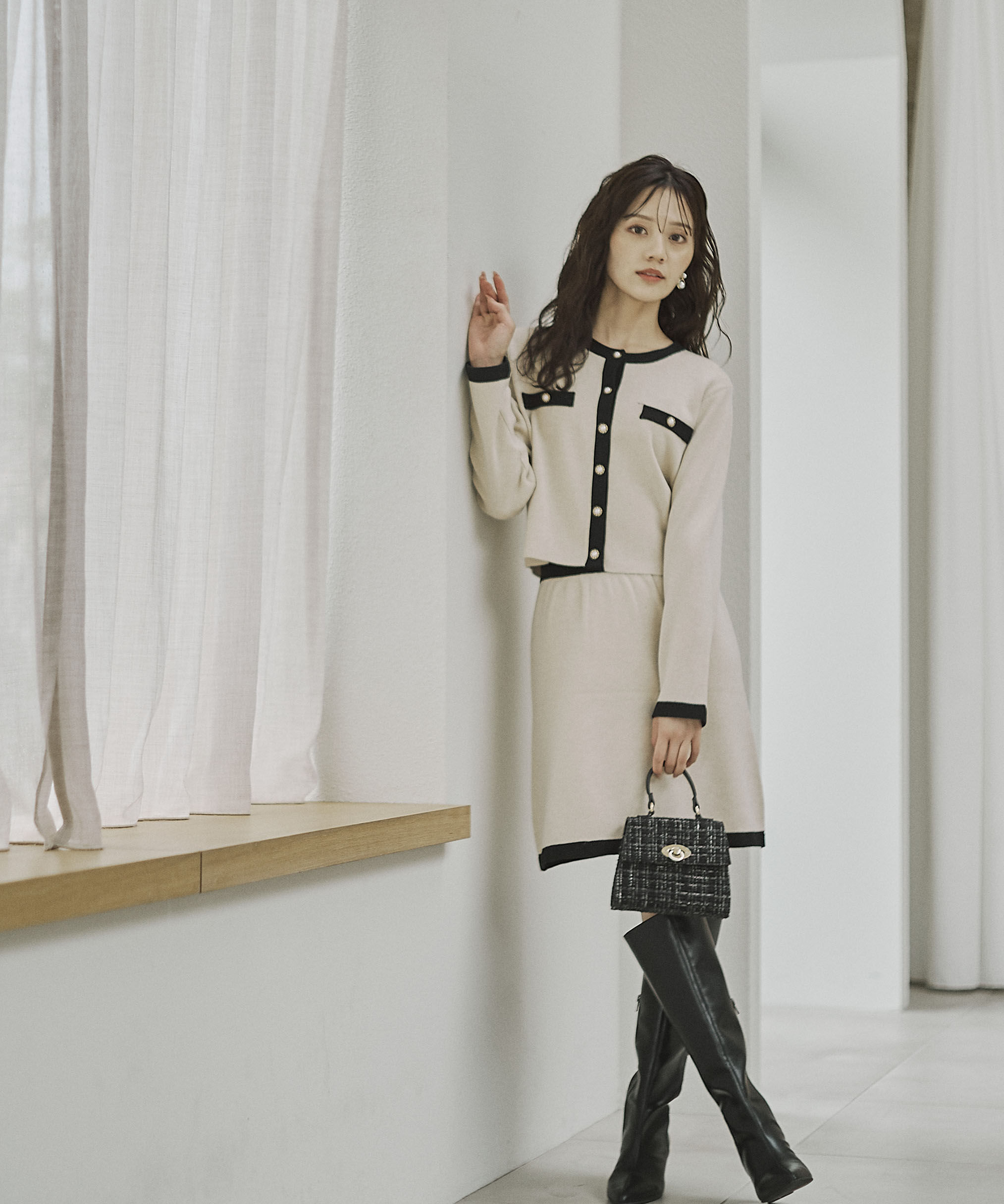 PROPORTION BODY DRESSING「ニットミニスカート」|スカート|ベージュ&times;ブラ