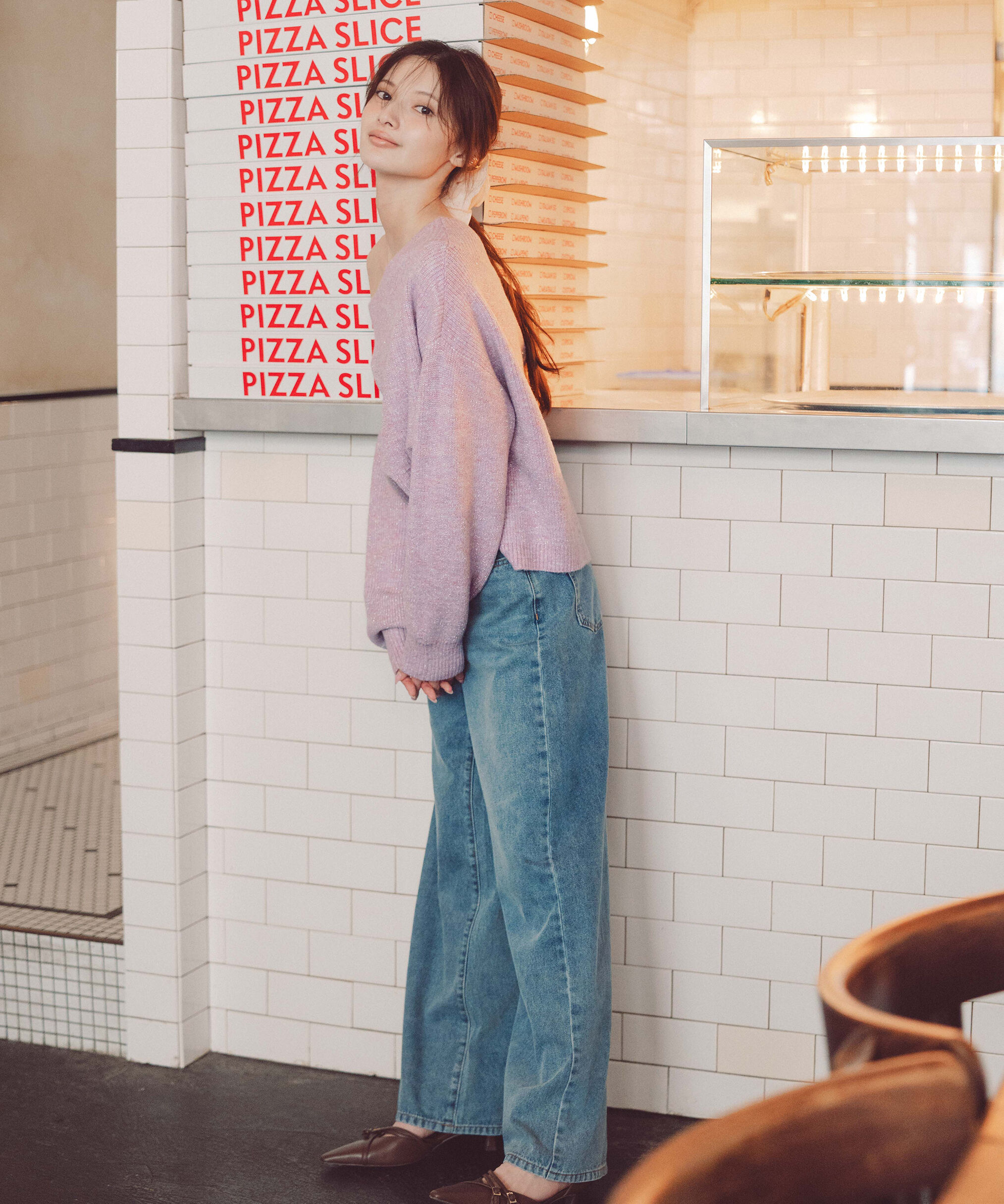 PROPORTION BODY DRESSING「ラメ入りオフショル畔ニット 25AW」|ニット・セーター|