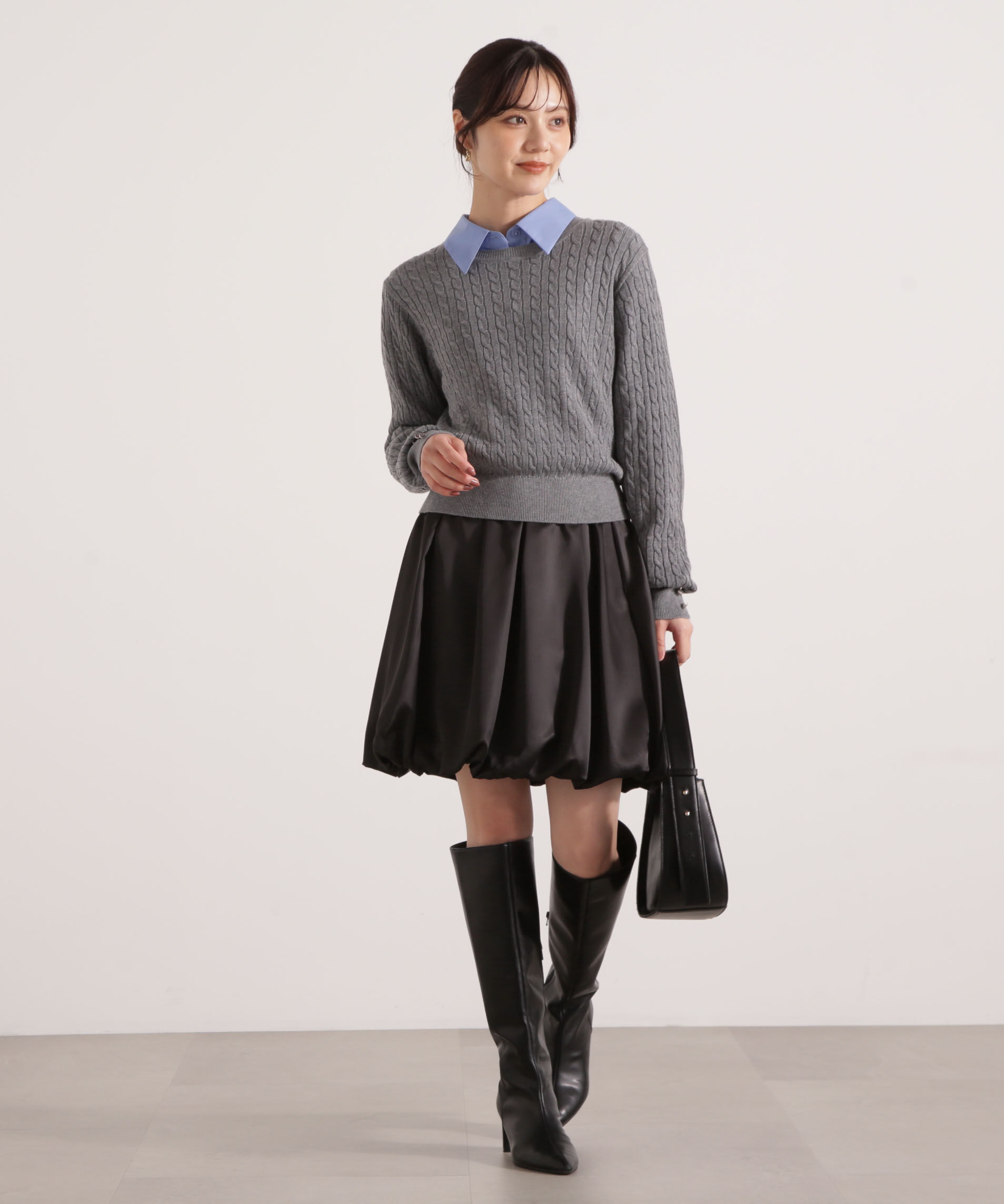 PROPORTION BODY DRESSING「＜ハンドウォッシャブル＞袖釦ミニケーブルニット」|ニット・セーター|