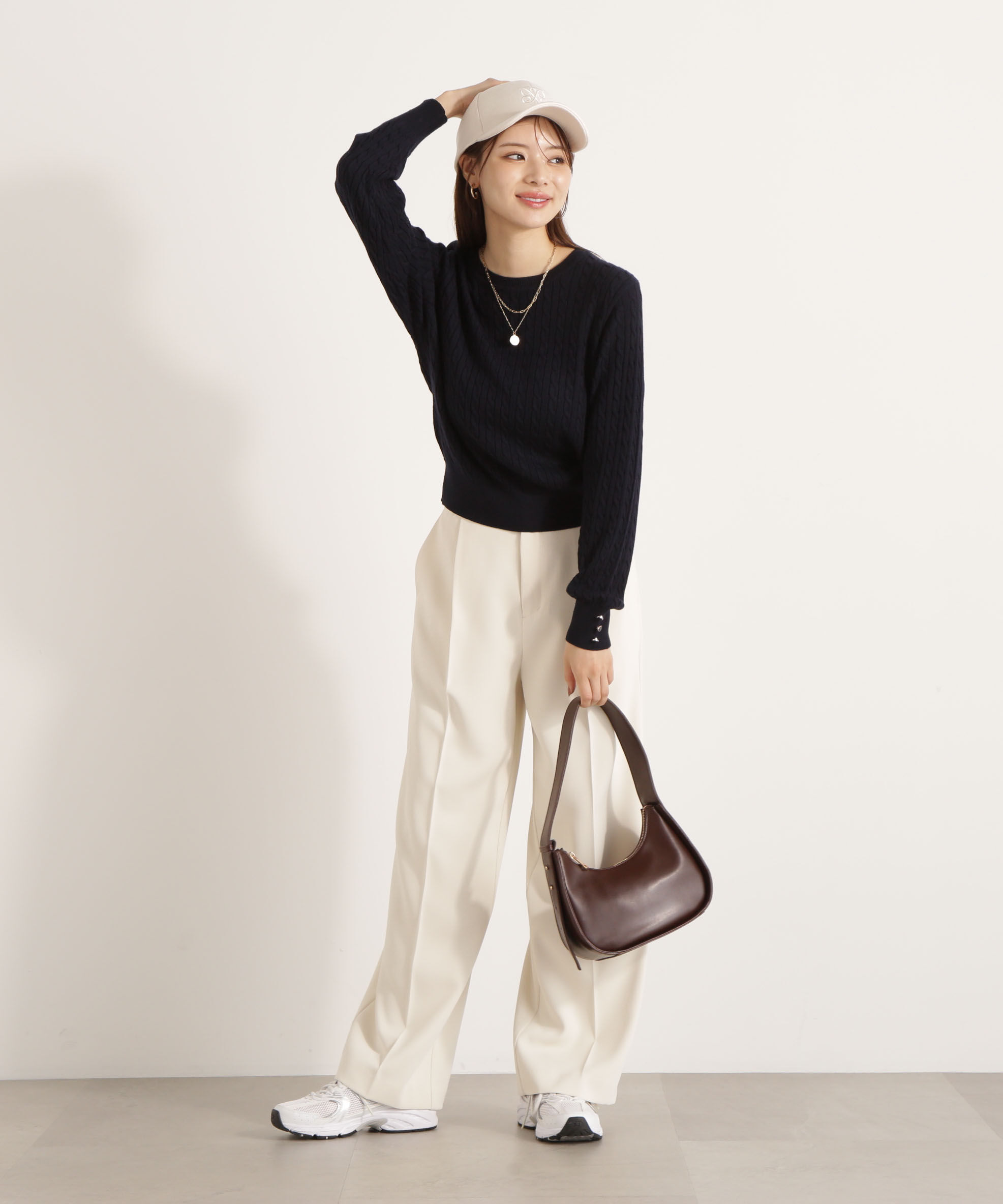 PROPORTION BODY DRESSING「＜ハンドウォッシャブル＞袖釦ミニケーブルニット」|ニット・セーター|
