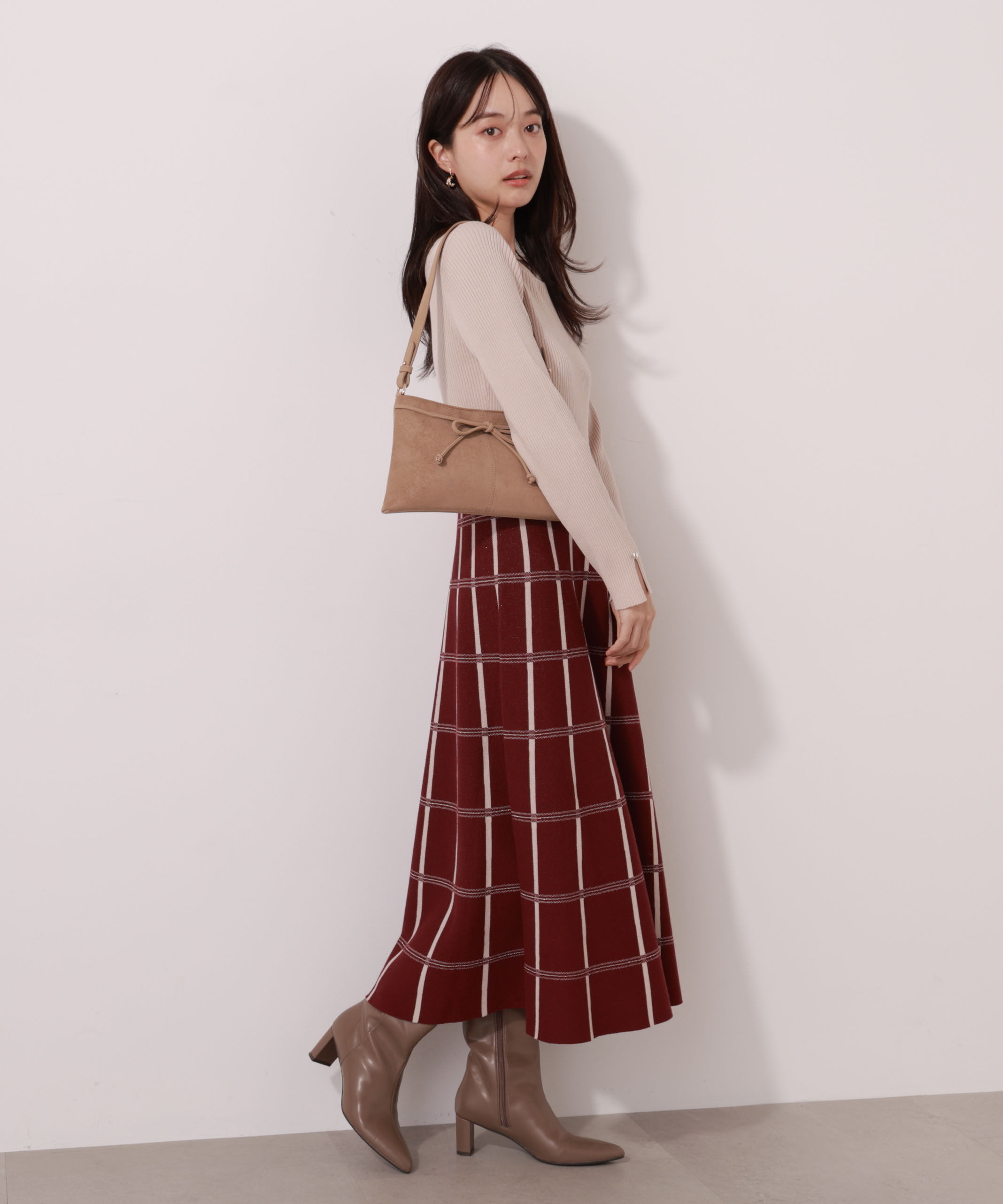 PROPORTION BODY DRESSING「チェック柄ジャガードニットワンピース 25AW」|ワンピース|