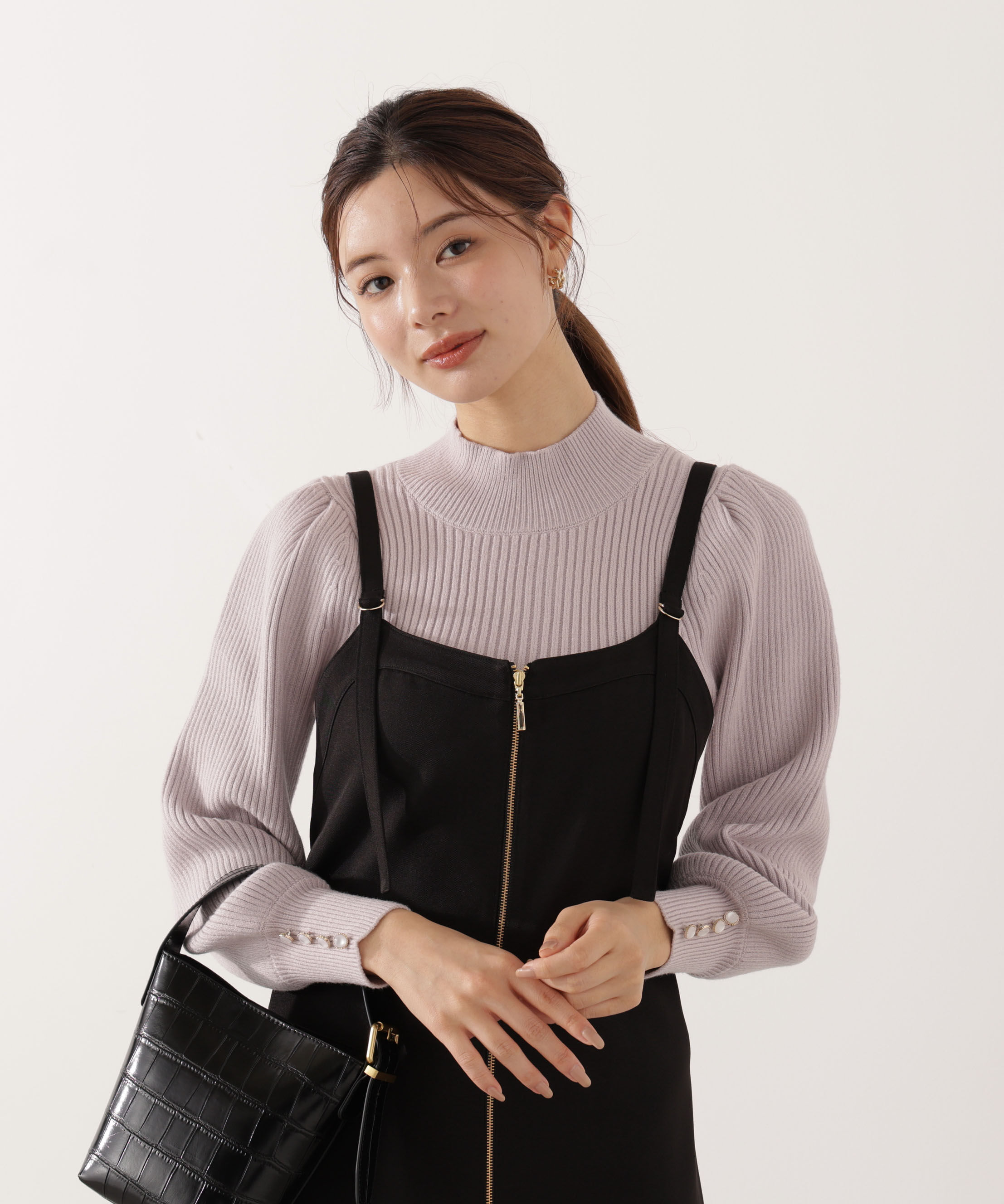 PROPORTION BODY DRESSING「＜ハンドウォッシャブル＞ハイネックボリュームスリーブニット 25AW」|ニット・セーター|