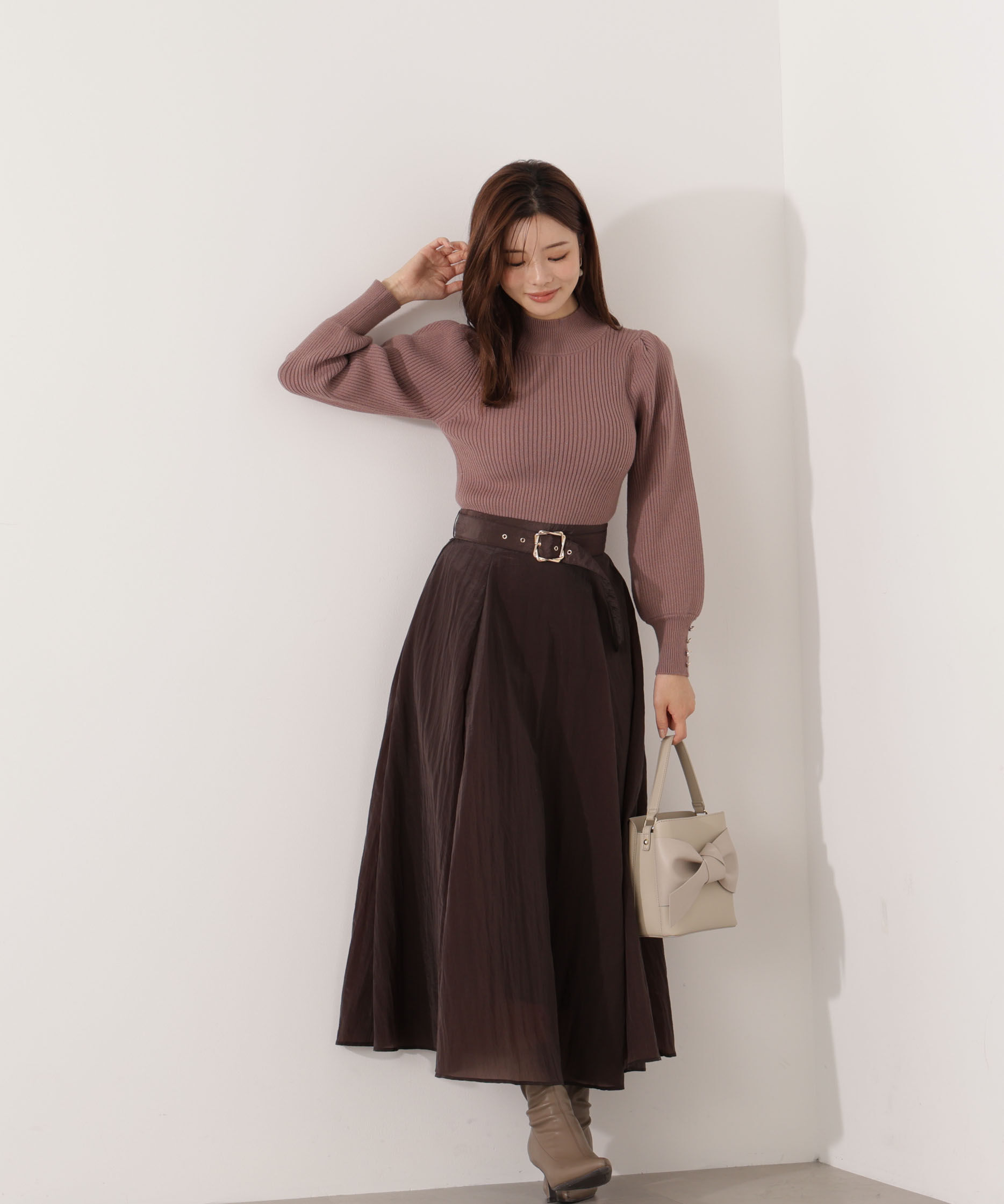 PROPORTION BODY DRESSING「＜ハンドウォッシャブル＞ハイネックボリュームスリーブニット 25AW」|ニット・セーター|