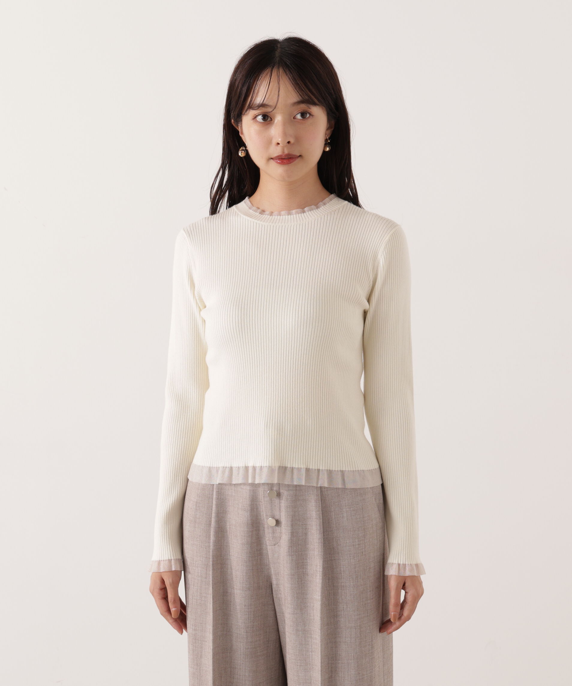 PROPORTION BODY DRESSING「部分シアーリブニット 25AW 」|ニット・セーター|