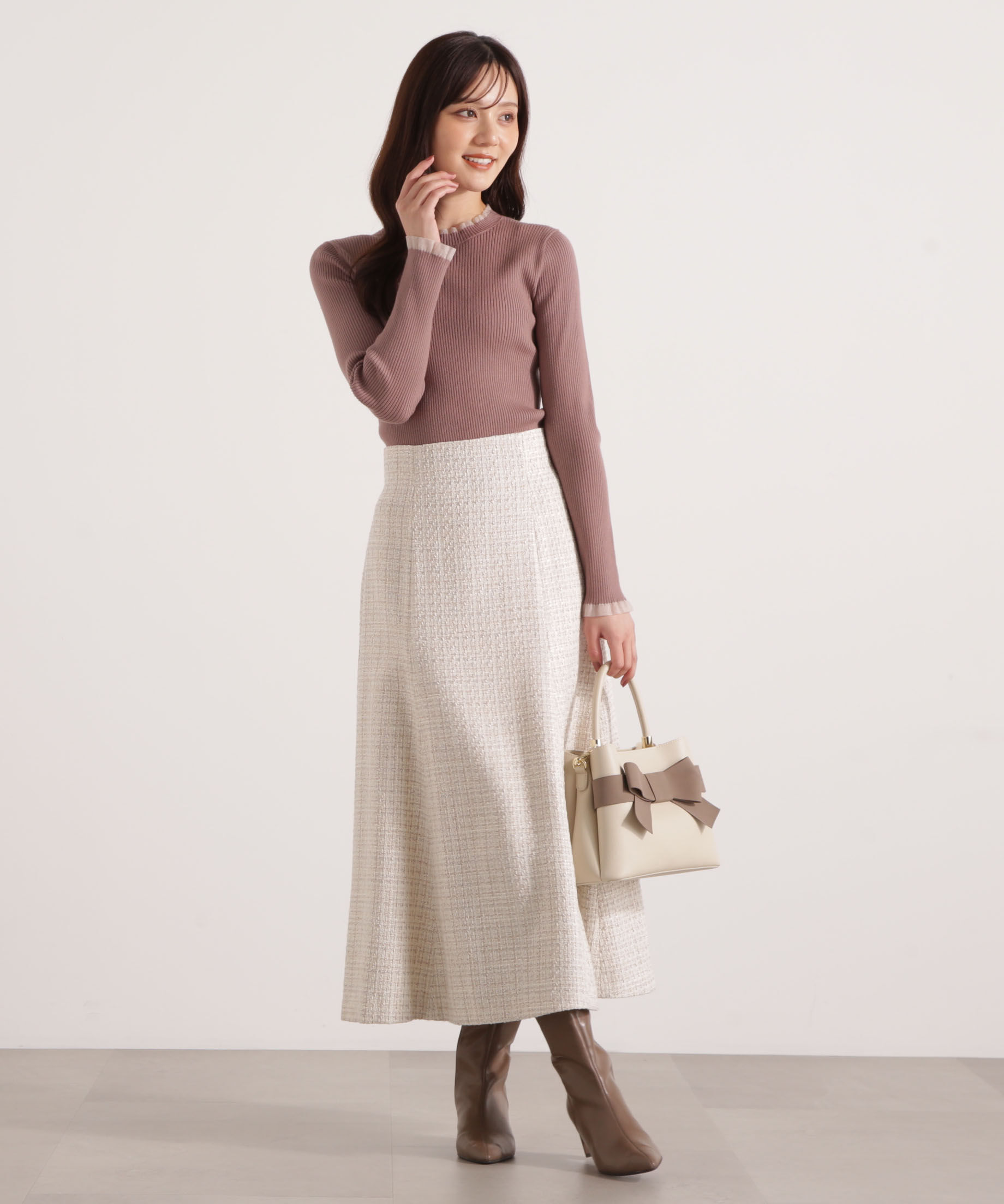 PROPORTION BODY DRESSING「部分シアーリブニット 25AW 」|ニット・セーター|