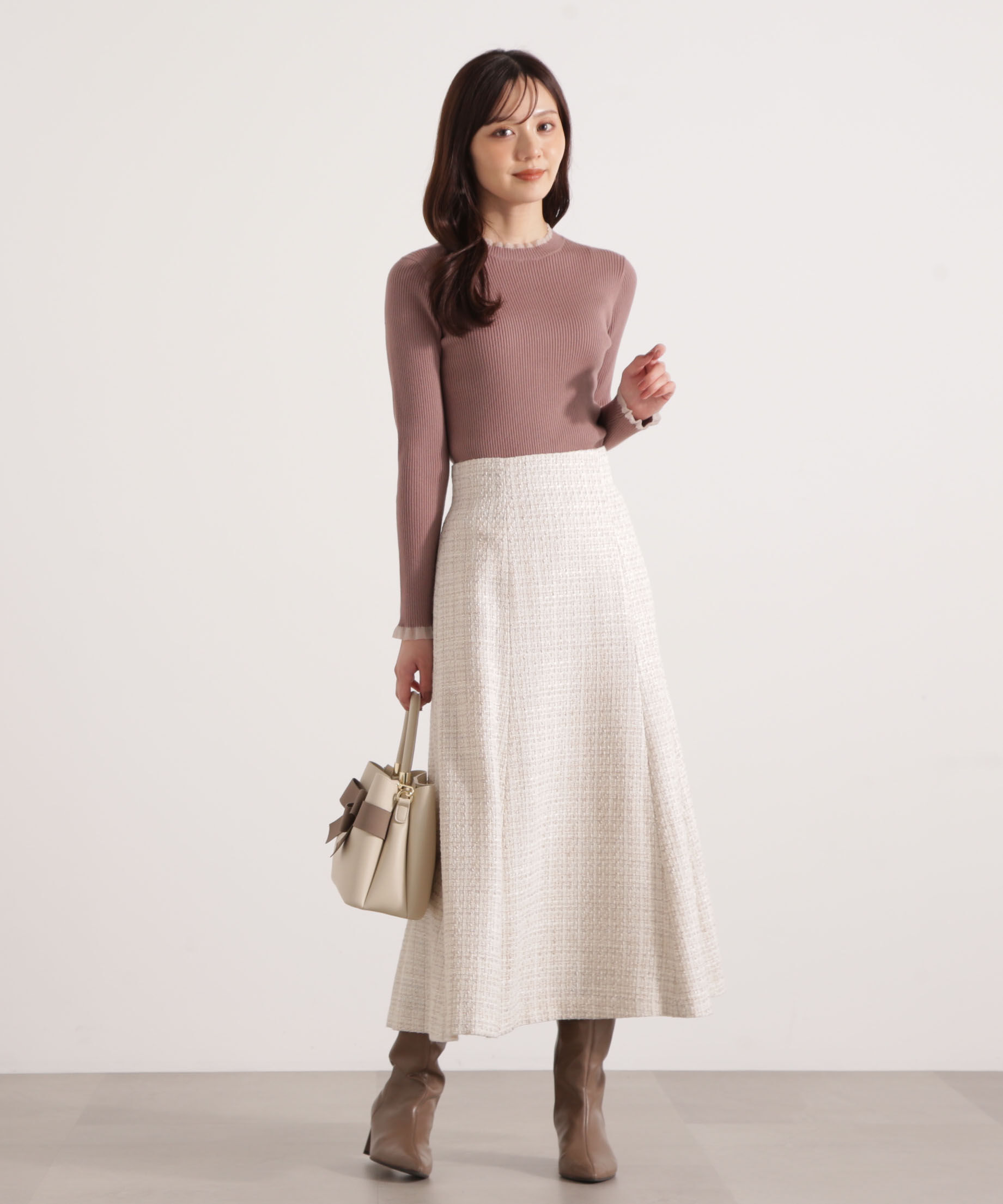 PROPORTION BODY DRESSING「部分シアーリブニット 25AW 」|ニット・セーター|