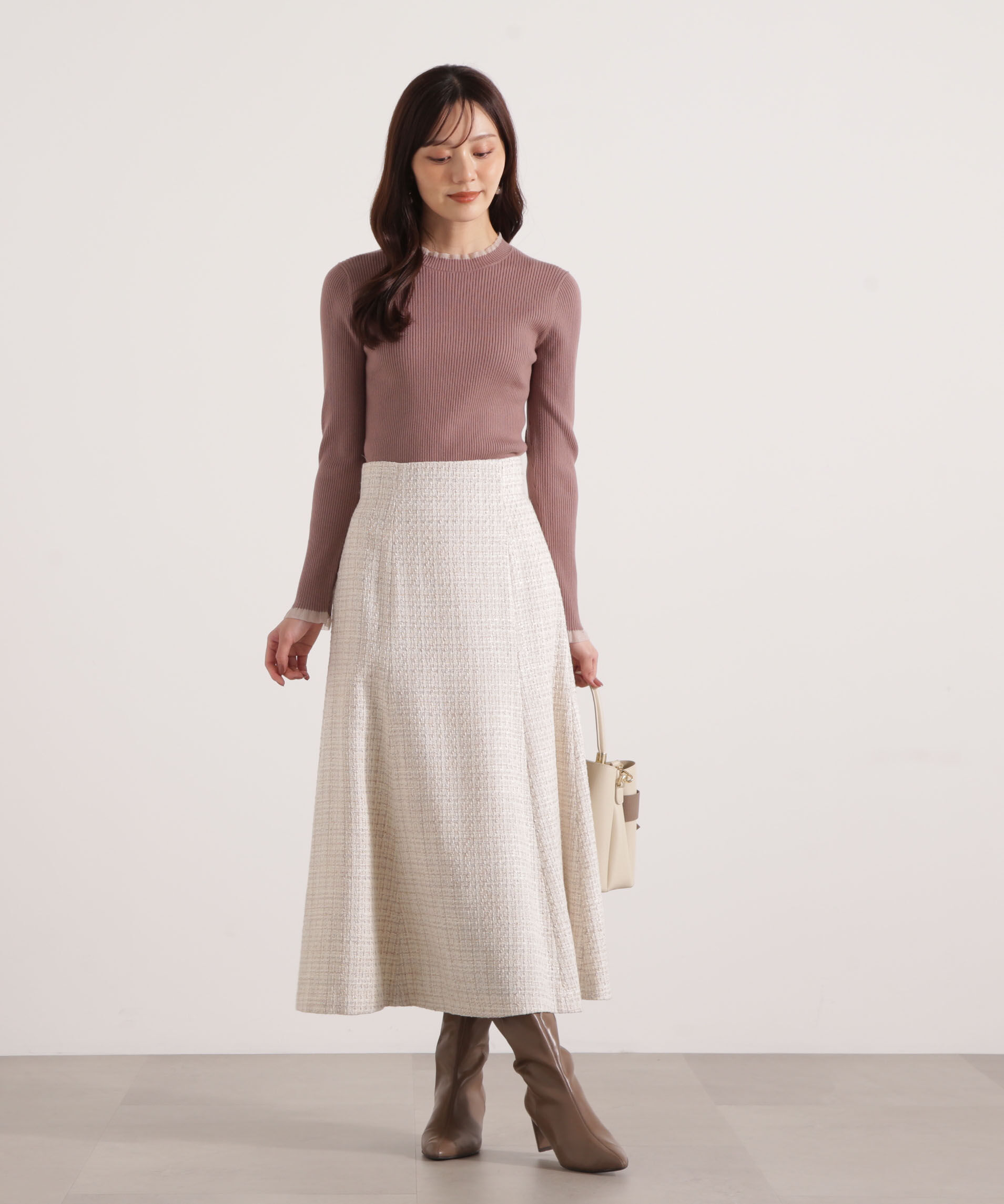 PROPORTION BODY DRESSING「部分シアーリブニット 25AW 」|ニット・セーター|