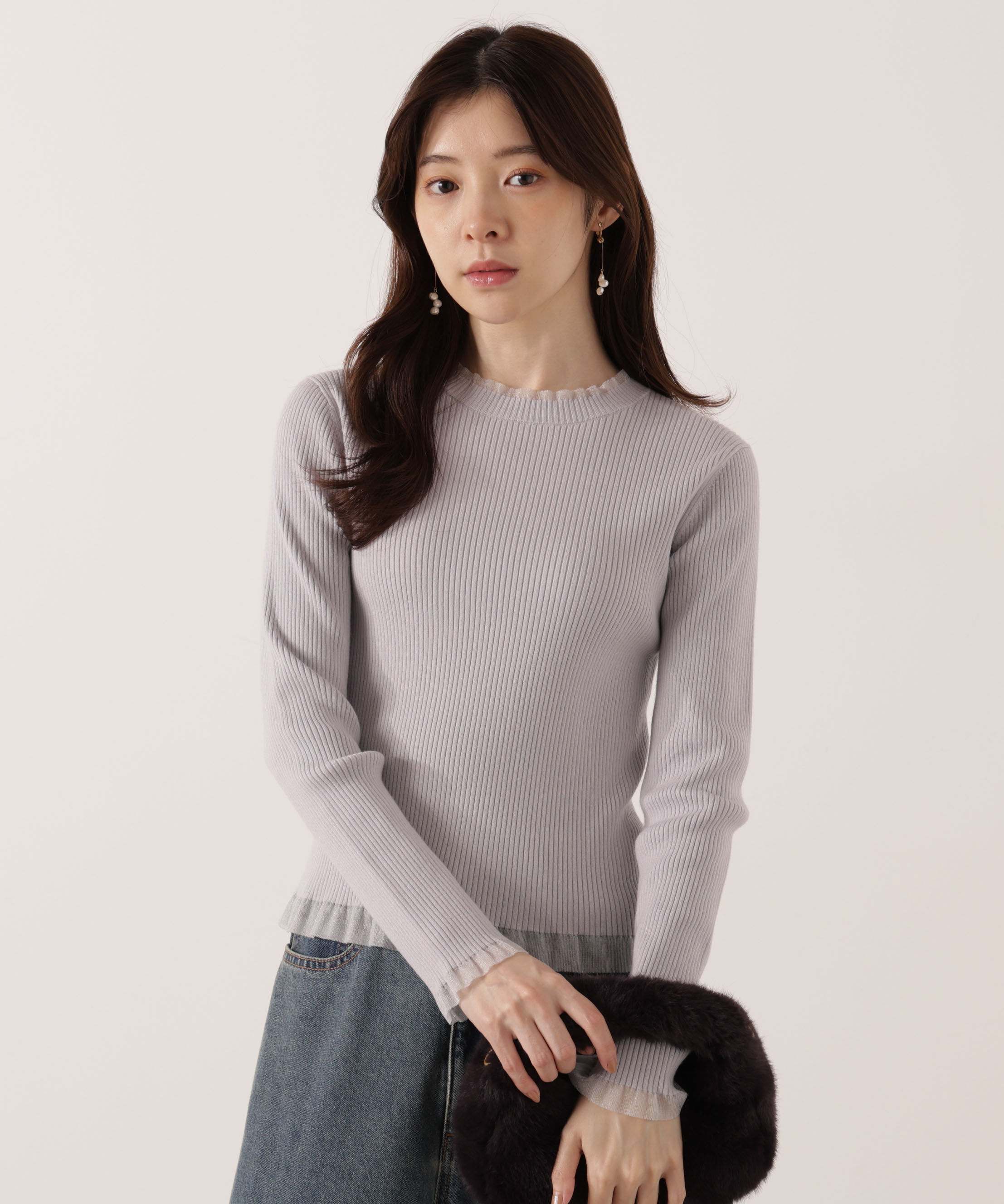 PROPORTION BODY DRESSING「部分シアーリブニット 25AW 」|ニット・セーター|ラベンダー