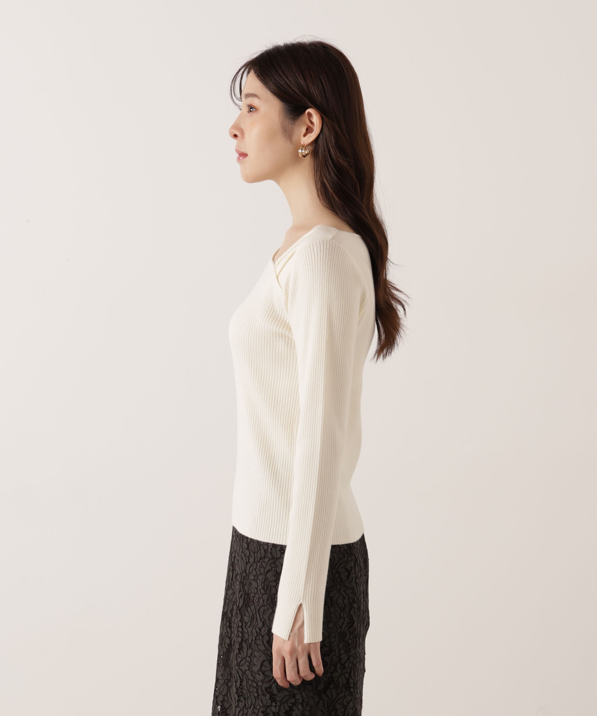PROPORTION BODY DRESSING「アシメネックリブニット 25AW」|ニット・セーター|