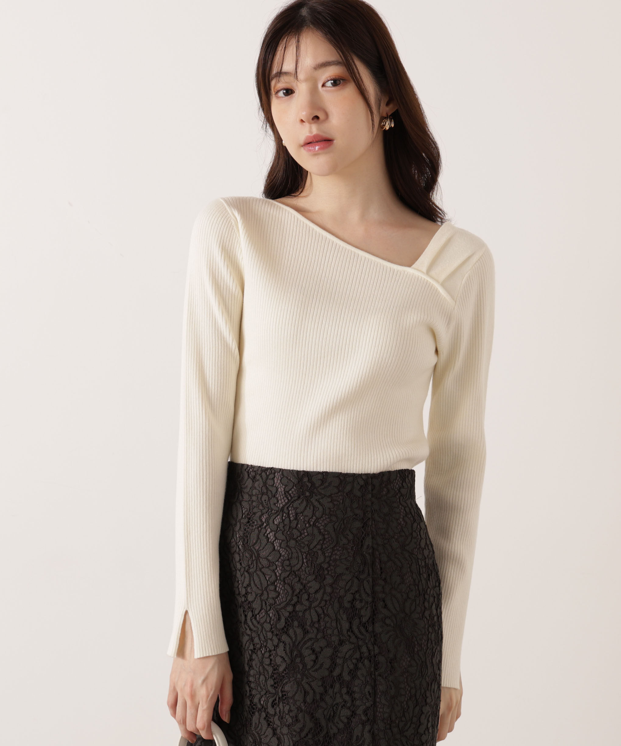 PROPORTION BODY DRESSING「アシメネックリブニット 25AW」|ニット・セーター|