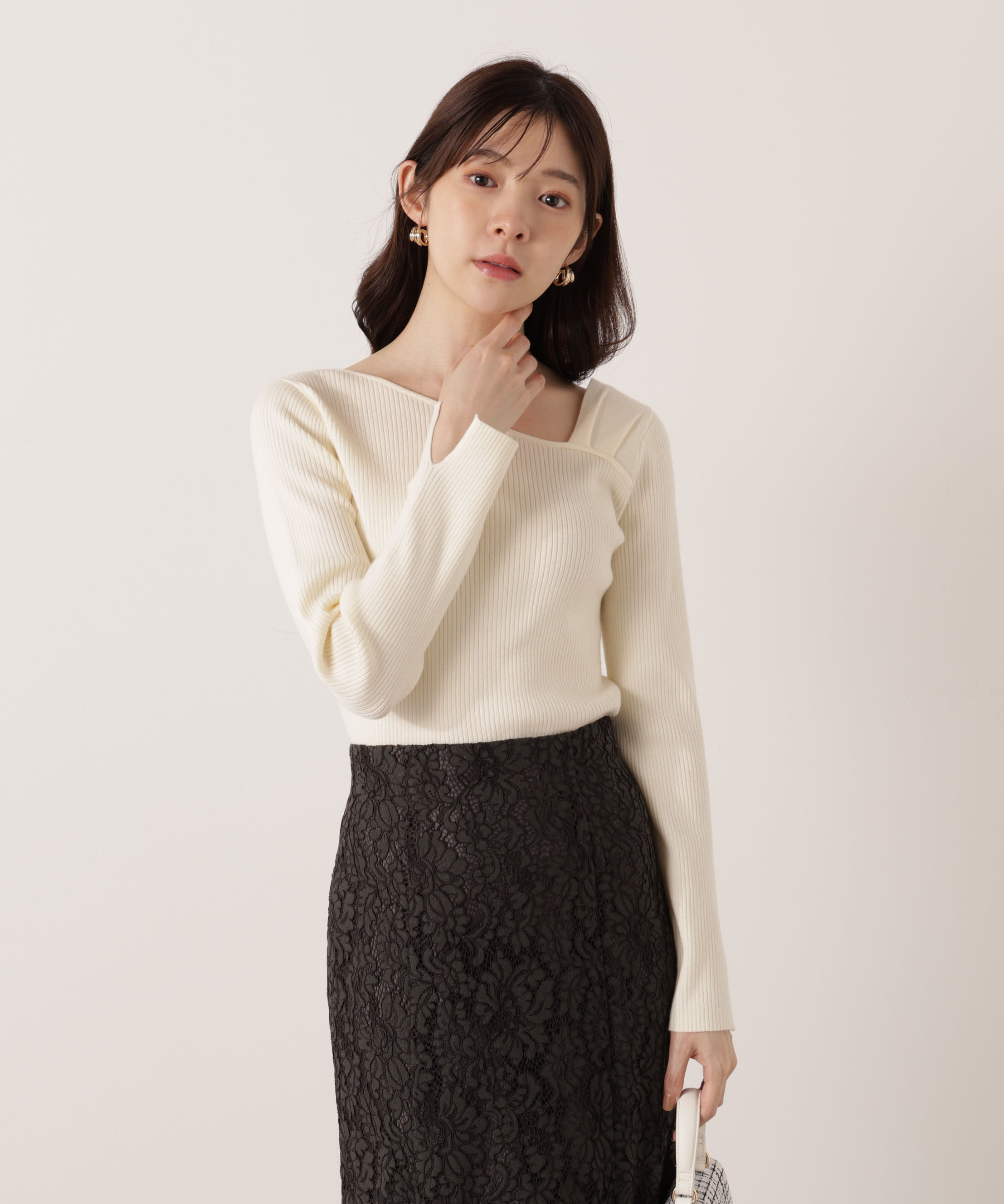 PROPORTION BODY DRESSING「アシメネックリブニット 25AW」|ニット・セーター|