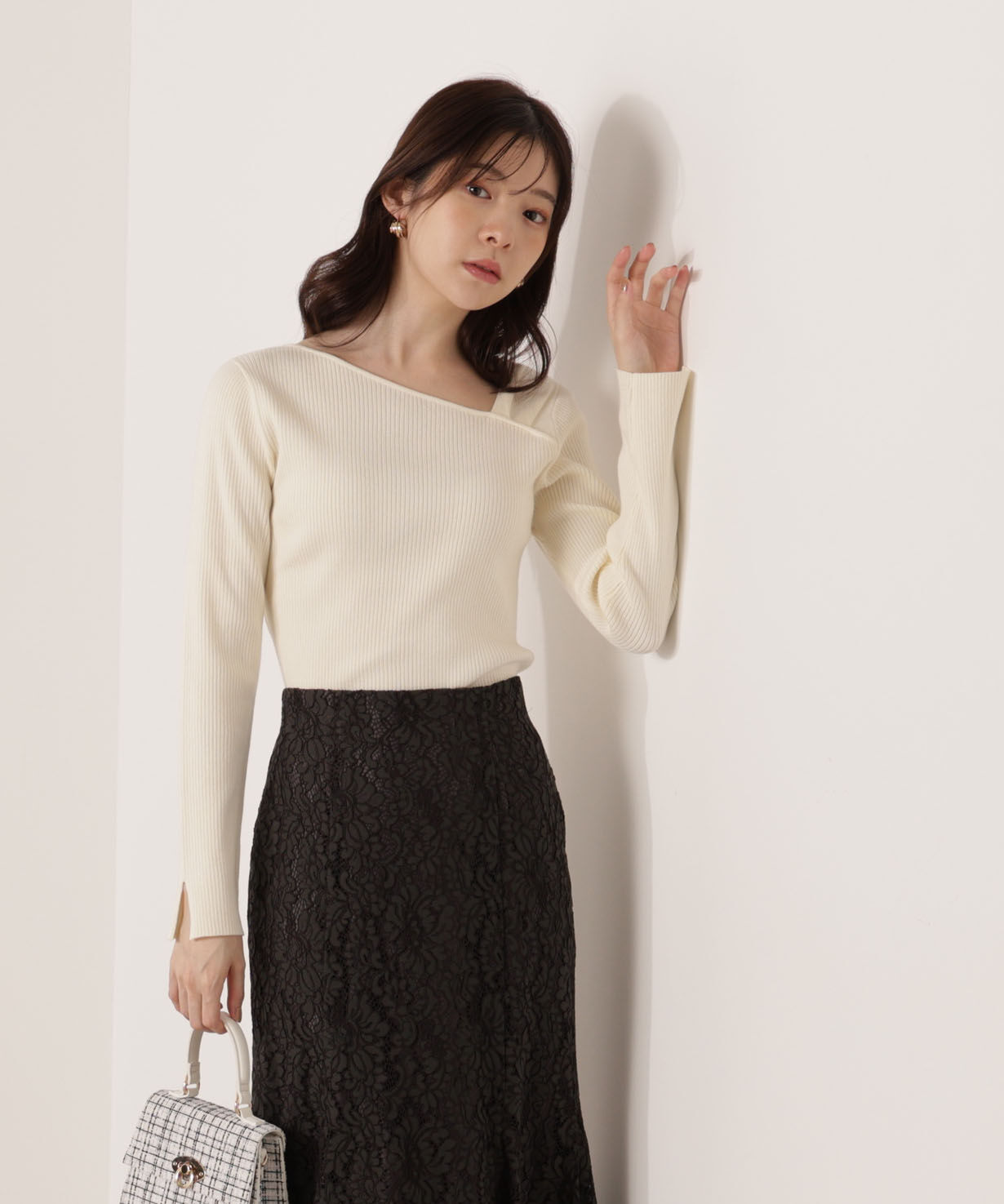 PROPORTION BODY DRESSING「アシメネックリブニット 25AW」|ニット・セーター|