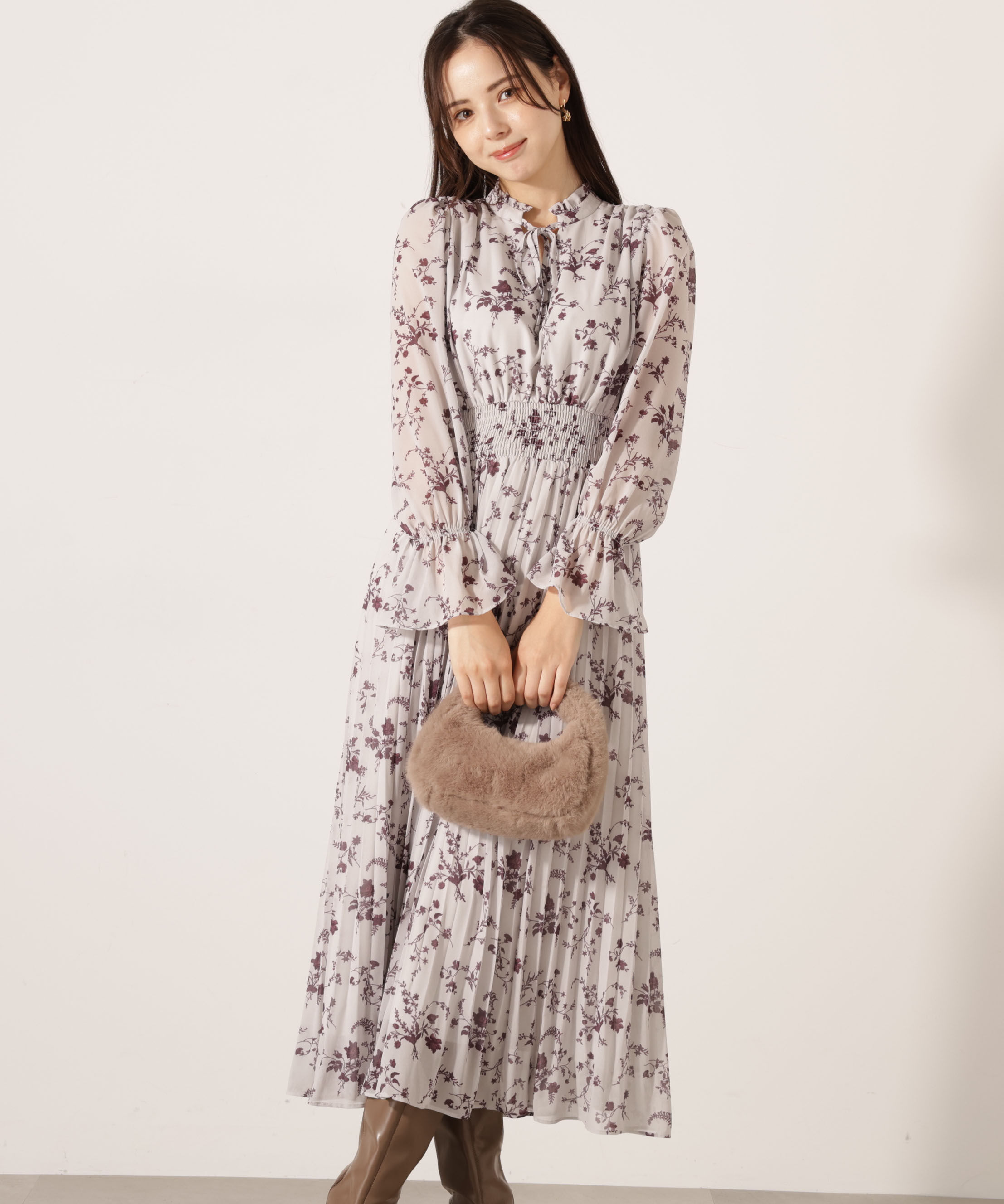 PROPORTION BODY DRESSING「花柄プリーツワンピース 25AW」|ワンピース|