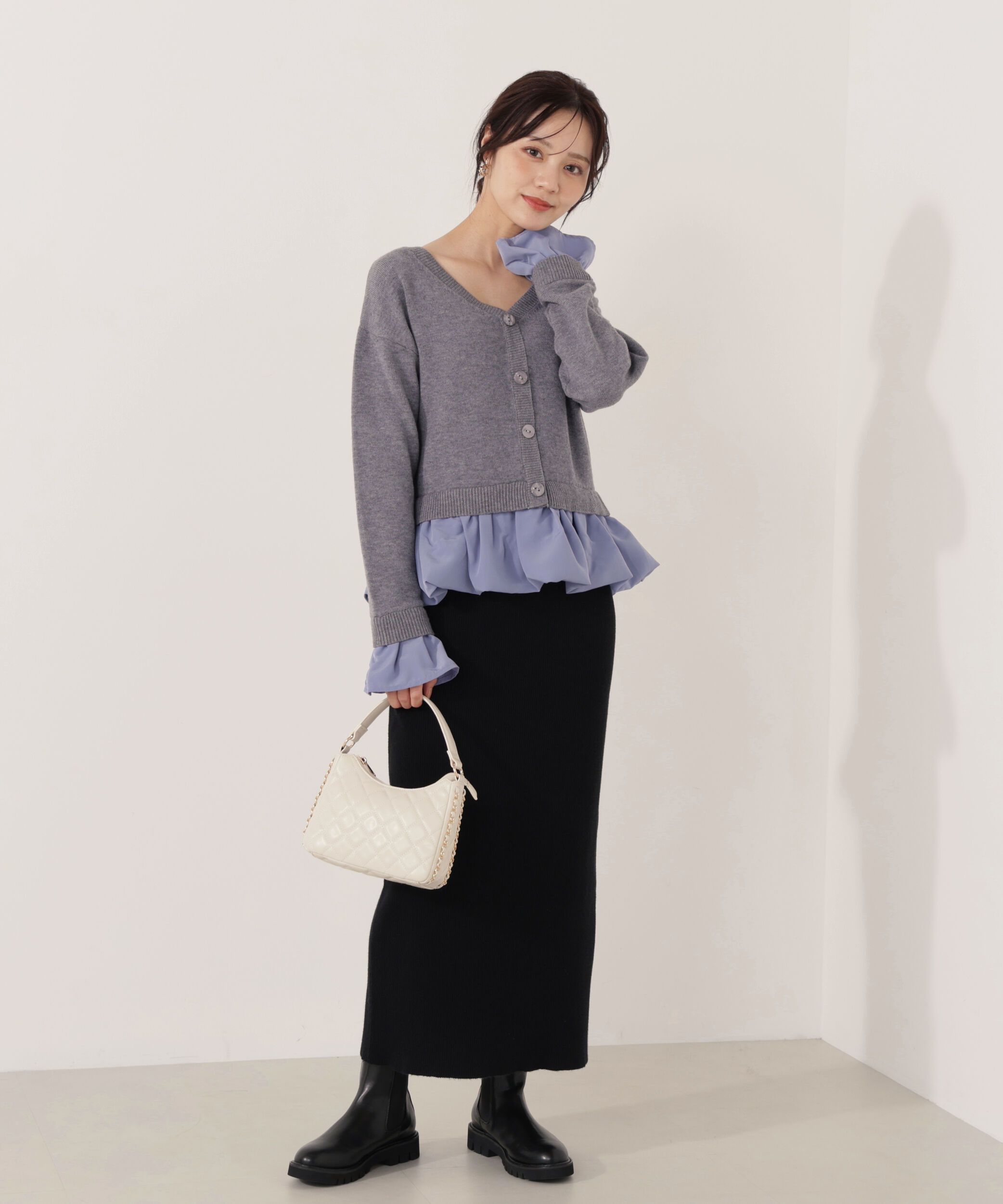 PROPORTION BODY DRESSING「オフショルペプラムニットセット　25AW」|ワンピース|