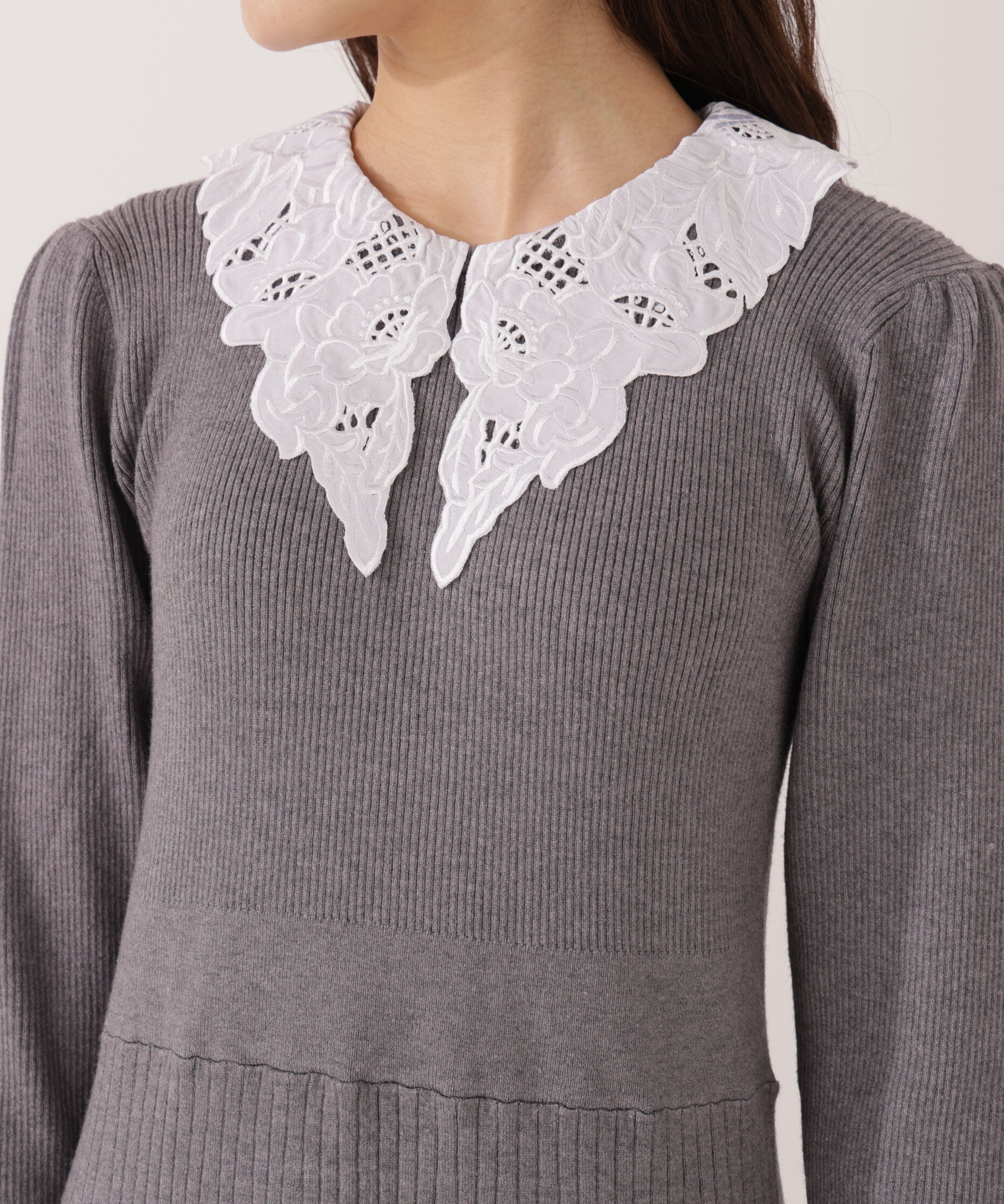 PROPORTION BODY DRESSING「レース襟付きニットワンピース」|ワンピース|