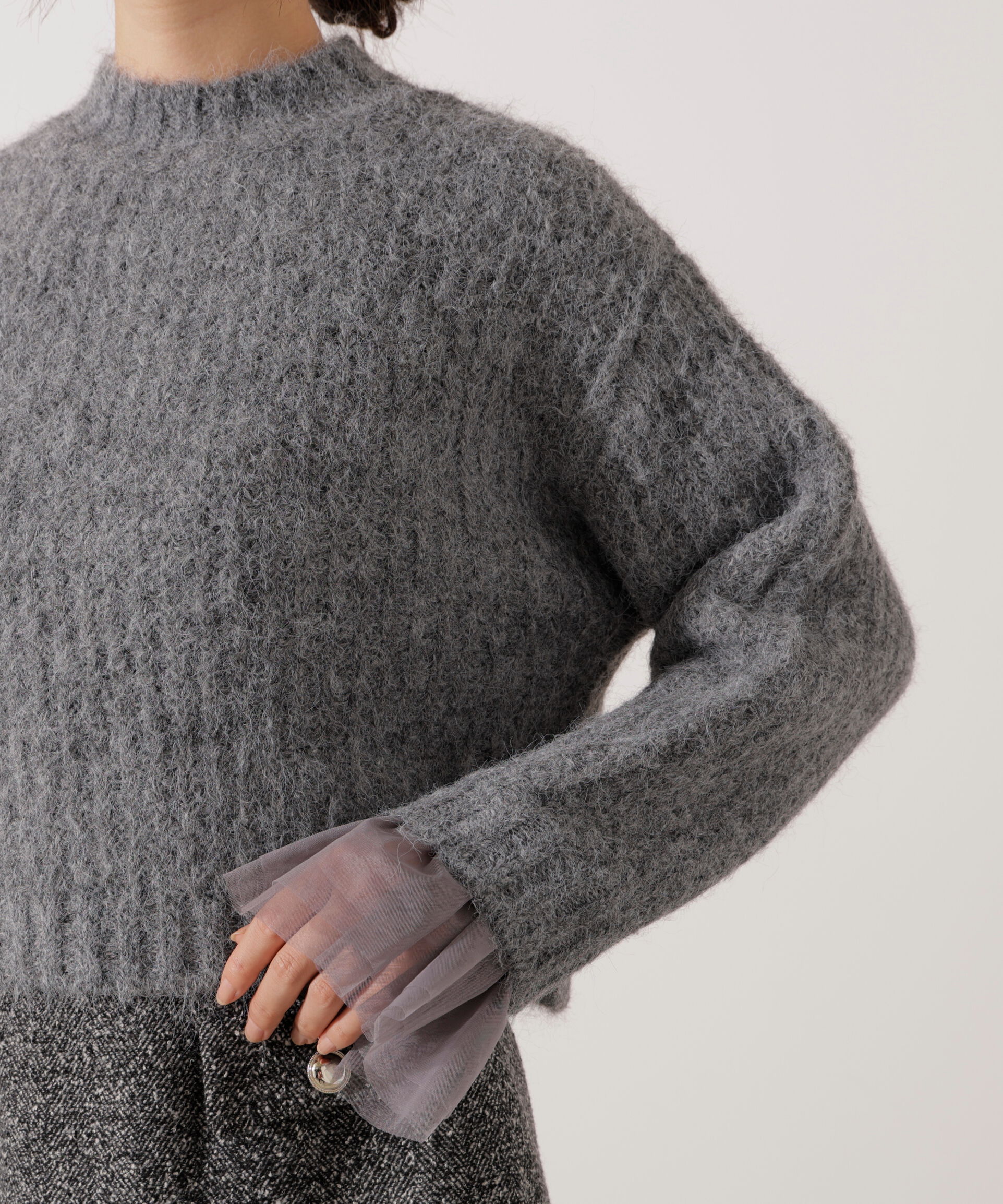 PROPORTION BODY DRESSING「<ウォッシャブル>チュールスリーブボックスニット」|ニット・セーター|