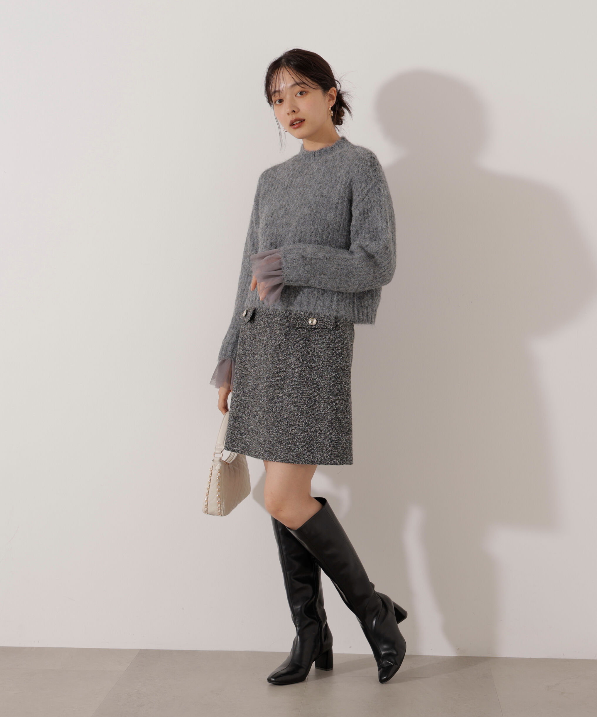PROPORTION BODY DRESSING「<ウォッシャブル>チュールスリーブボックスニット」|ニット・セーター|