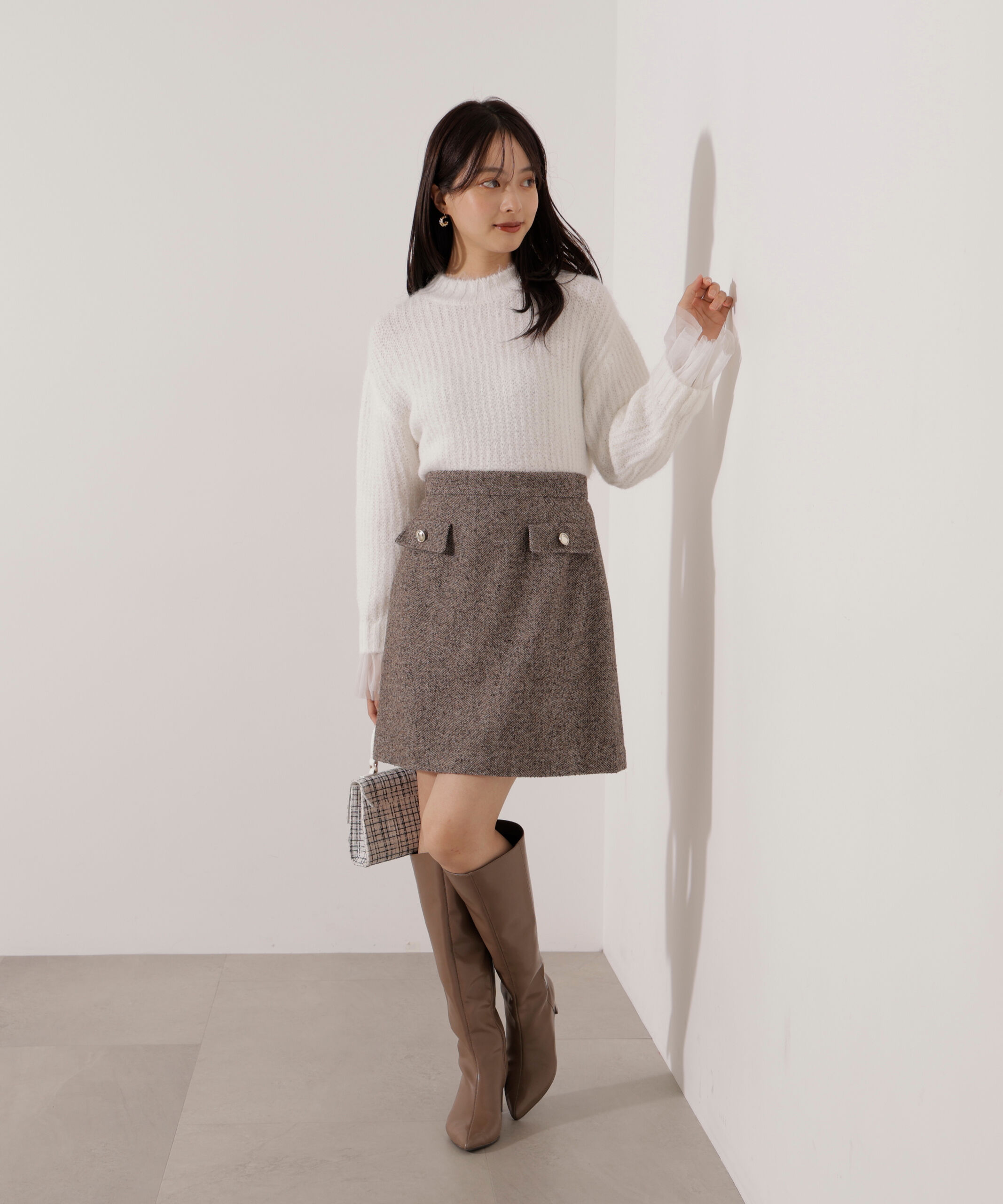 PROPORTION BODY DRESSING「<ウォッシャブル>チュールスリーブボックスニット」|ニット・セーター|