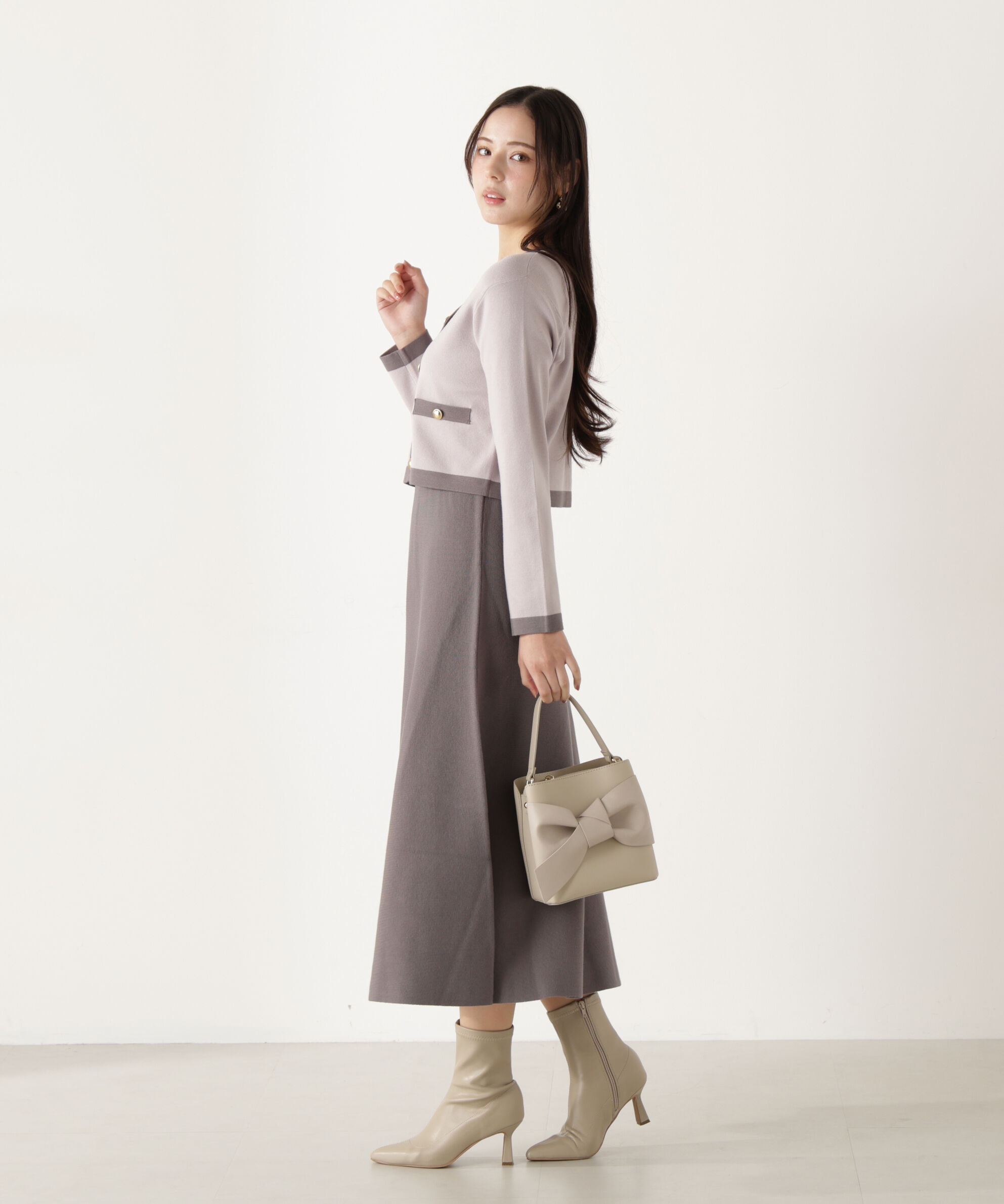 PROPORTION BODY DRESSING「バイカラーカーデセットアップ」|ワンピース|