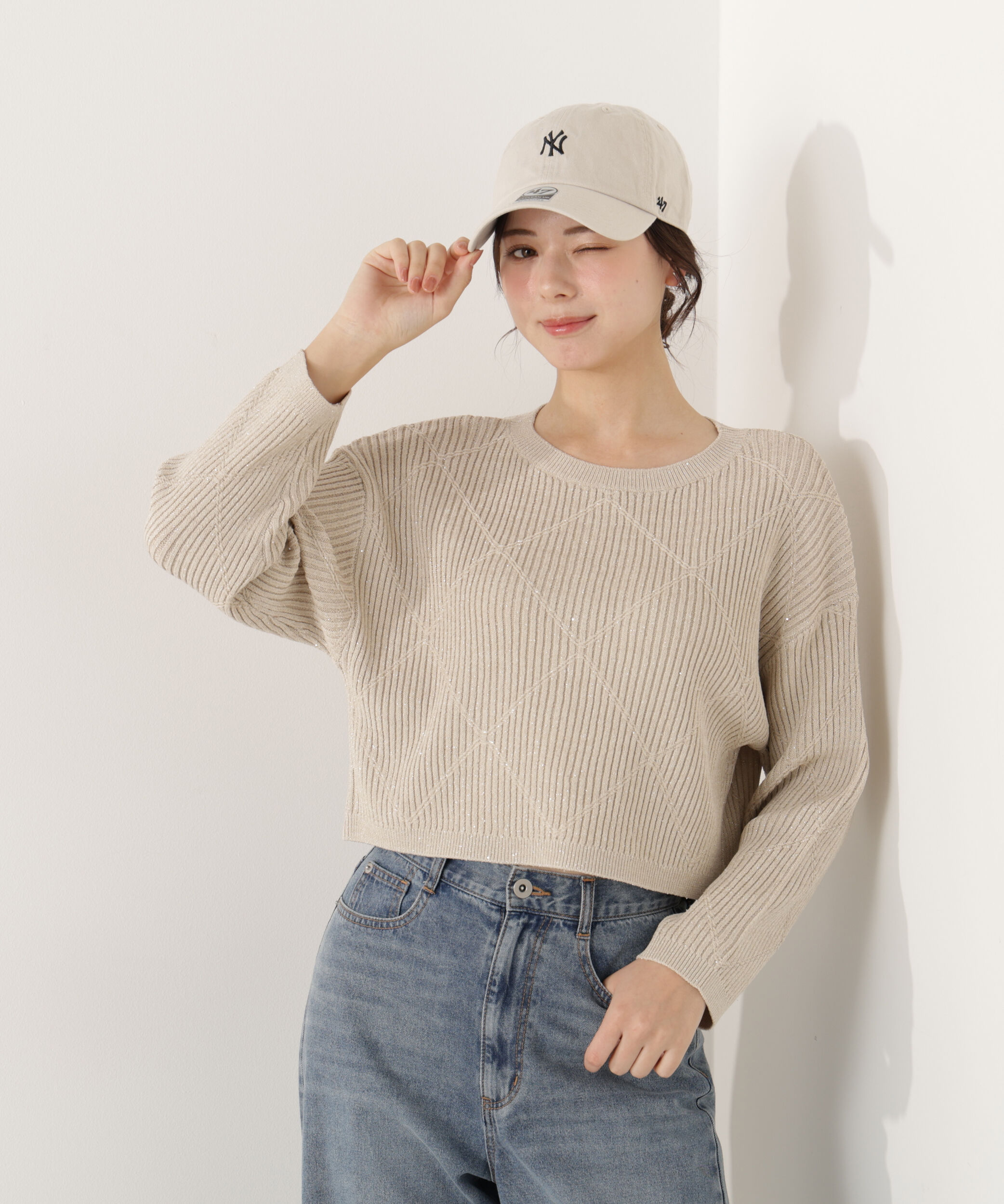 PROPORTION BODY DRESSING「ラメ入りアイレットボクシーニット」|ニット・セーター|