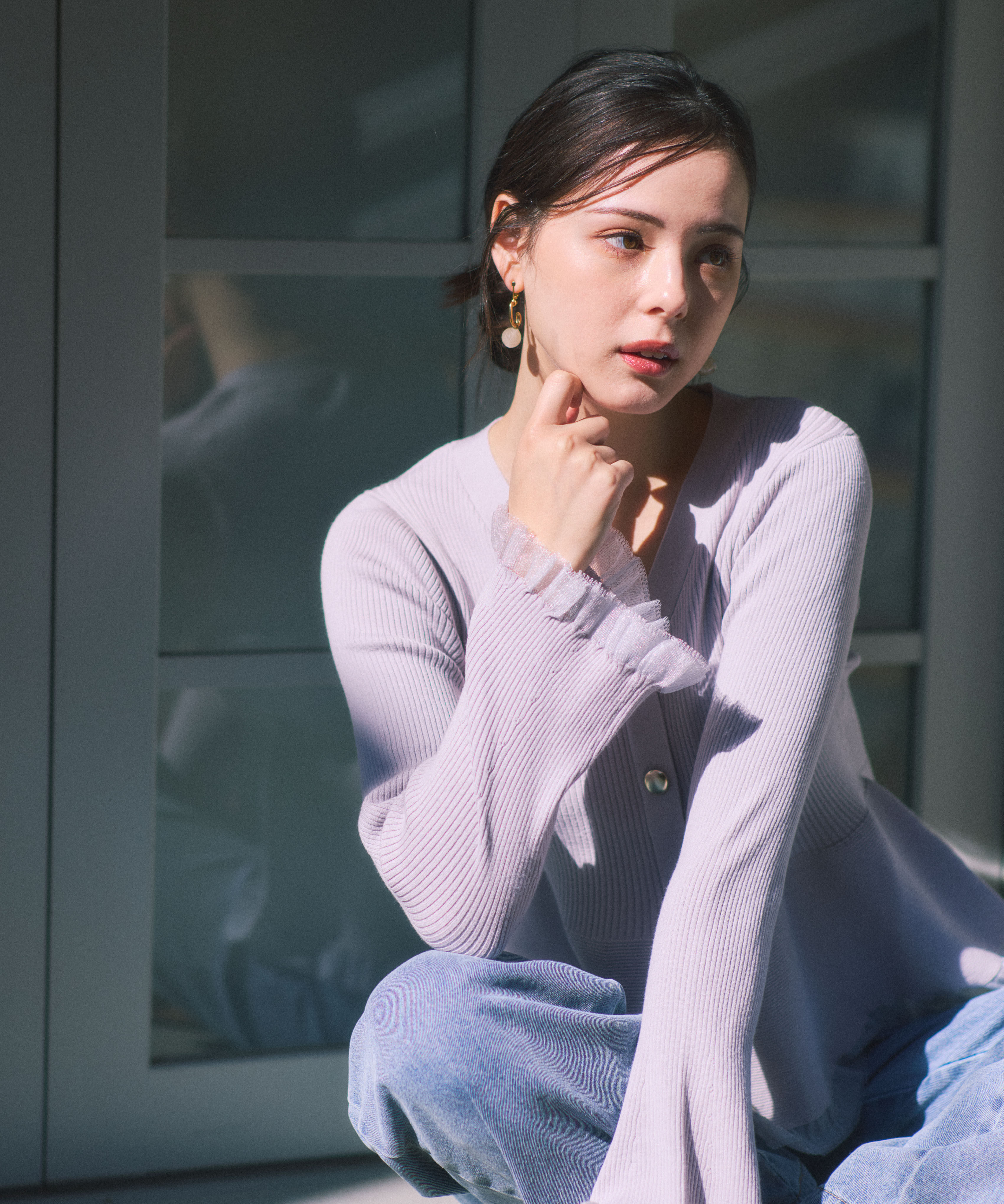 PROPORTION BODY DRESSING「シアー切替ペプラムニット　26SS」|ニット・セーター|