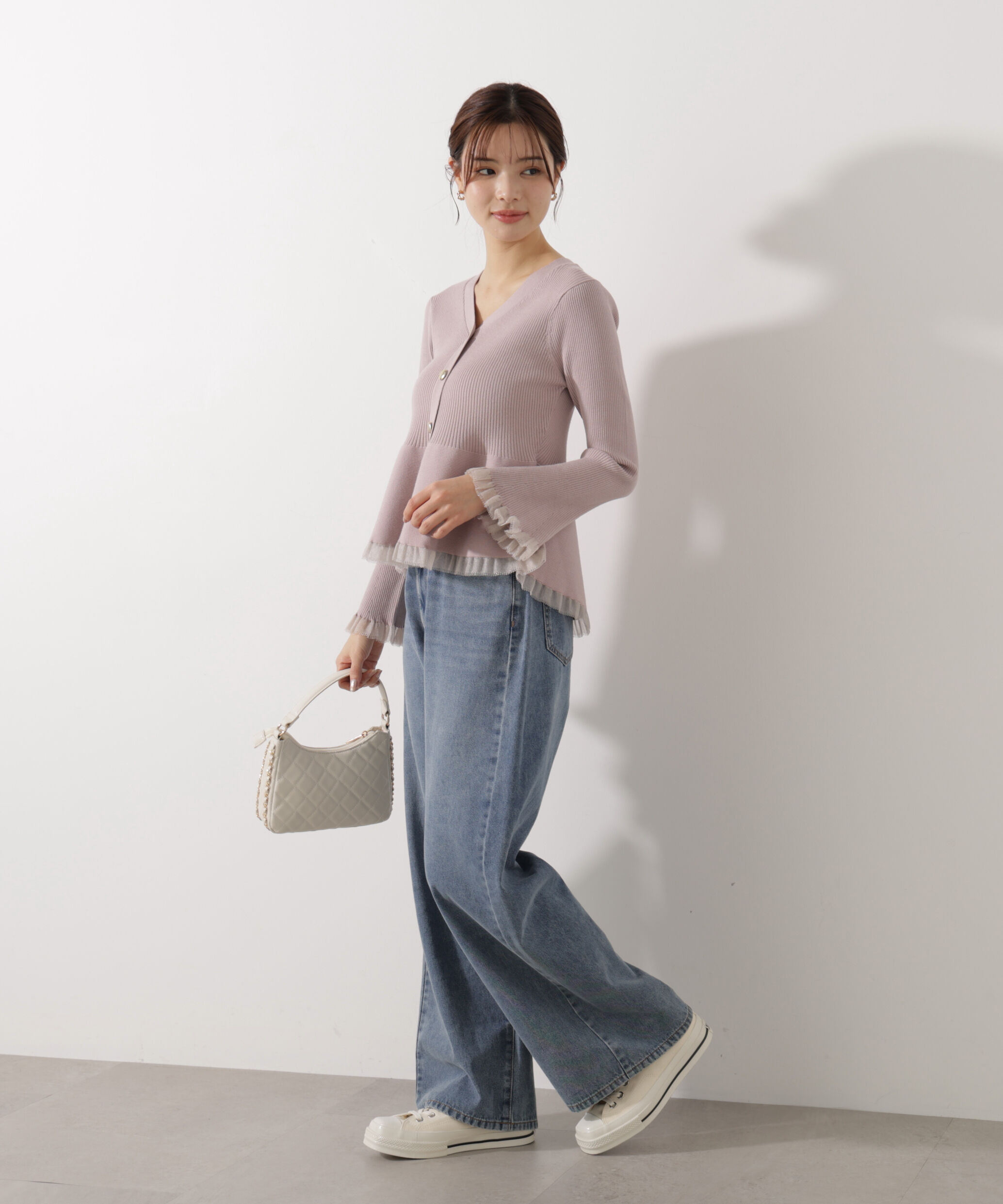 PROPORTION BODY DRESSING「シアー切替ペプラムニット　26SS」|ニット・セーター|