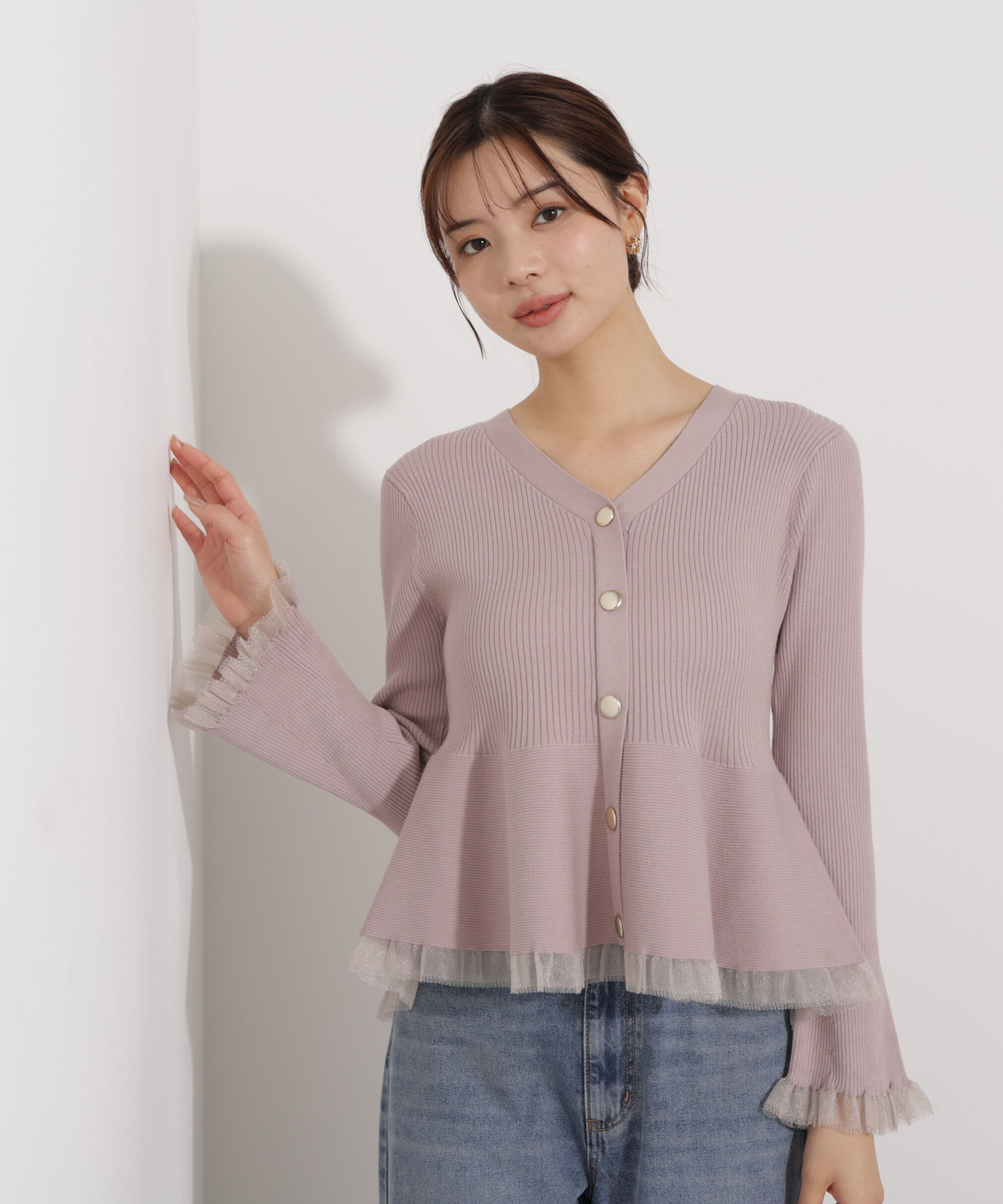 PROPORTION BODY DRESSING「シアー切替ペプラムニット　26SS」|ニット・セーター|