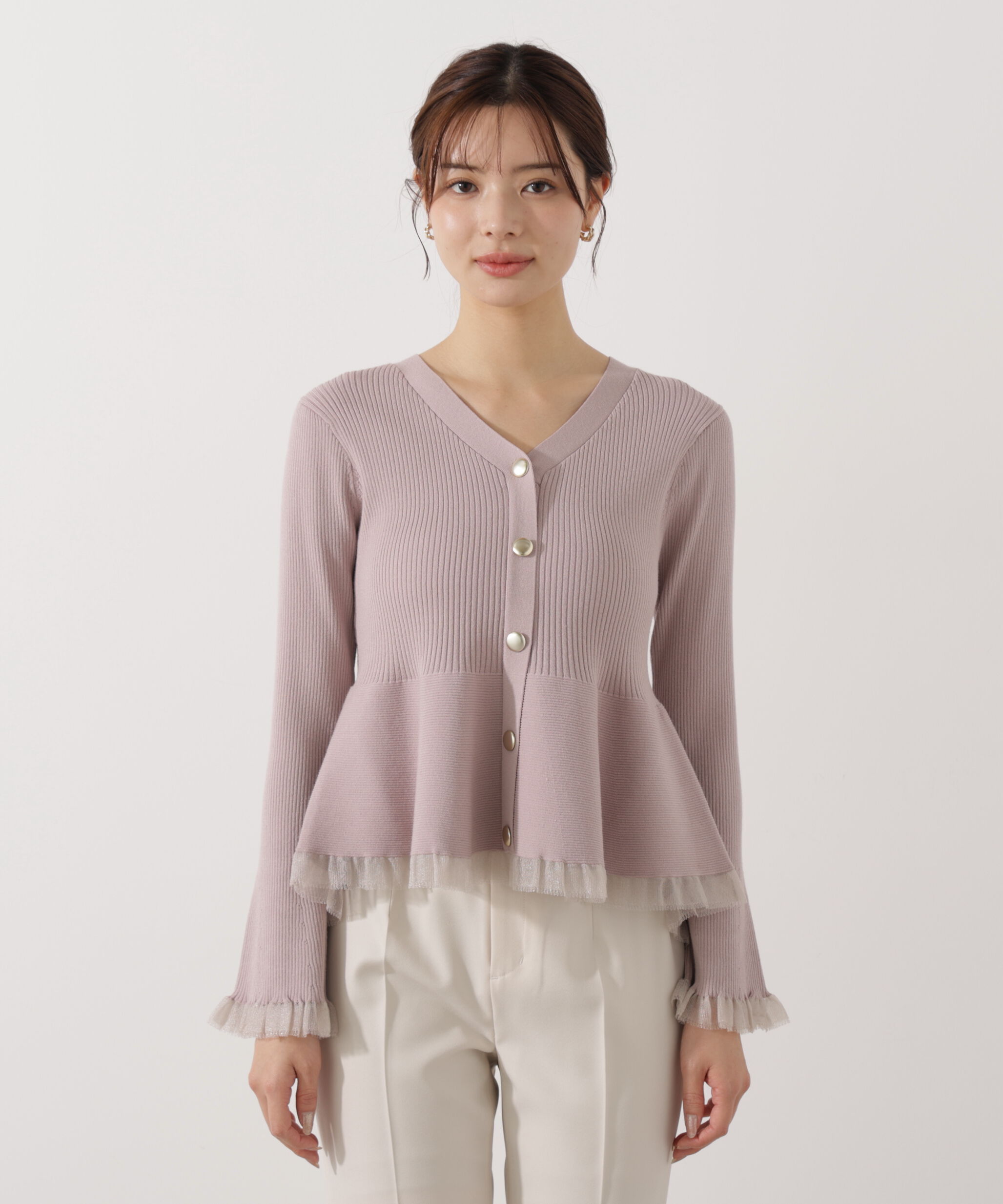 PROPORTION BODY DRESSING「シアー切替ペプラムニット　26SS」|ニット・セーター|