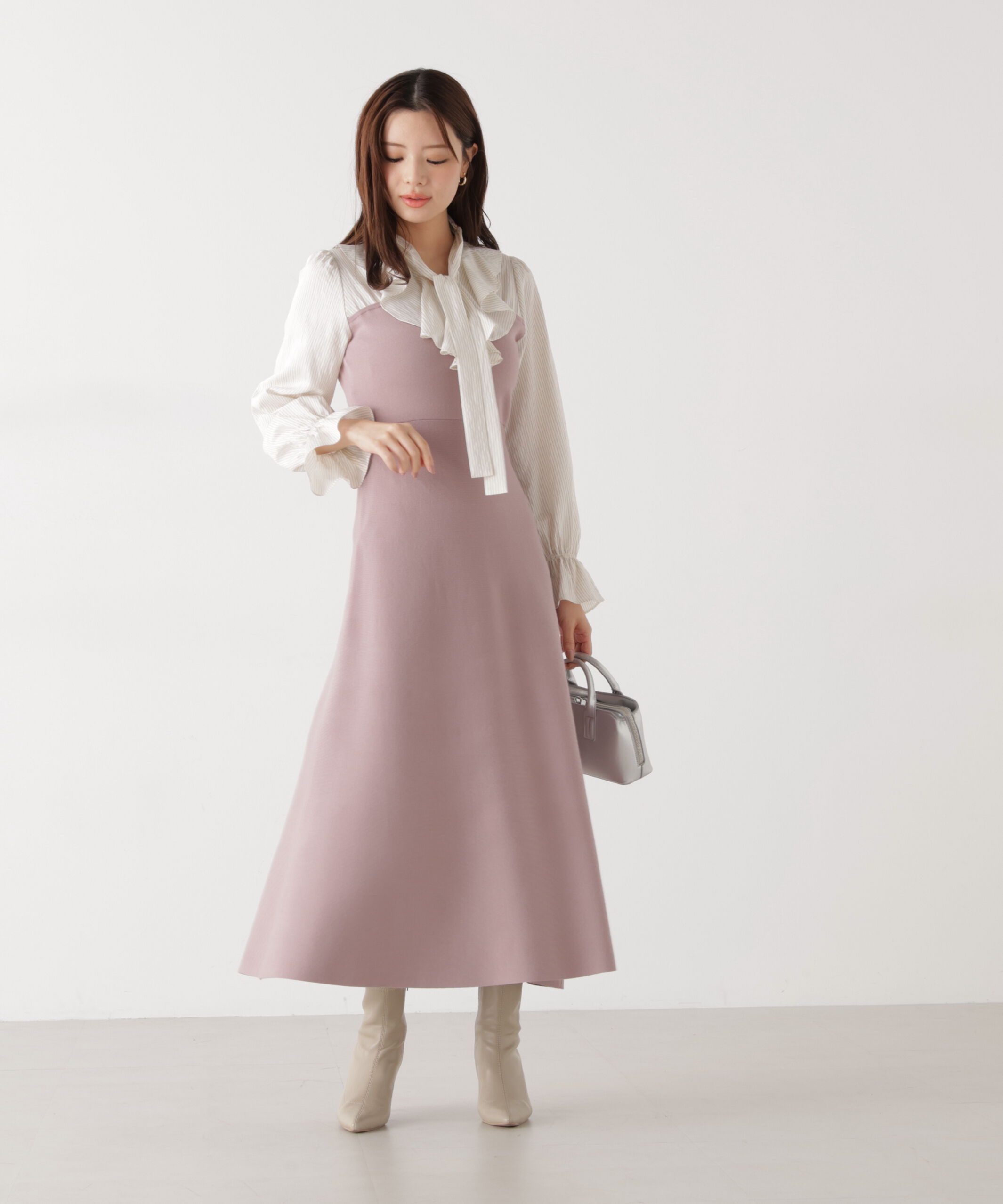 PROPORTION BODY DRESSING「《EDIT COLOGNE》ラッフルタイドッキングワンピース　26SS」|ワンピース|