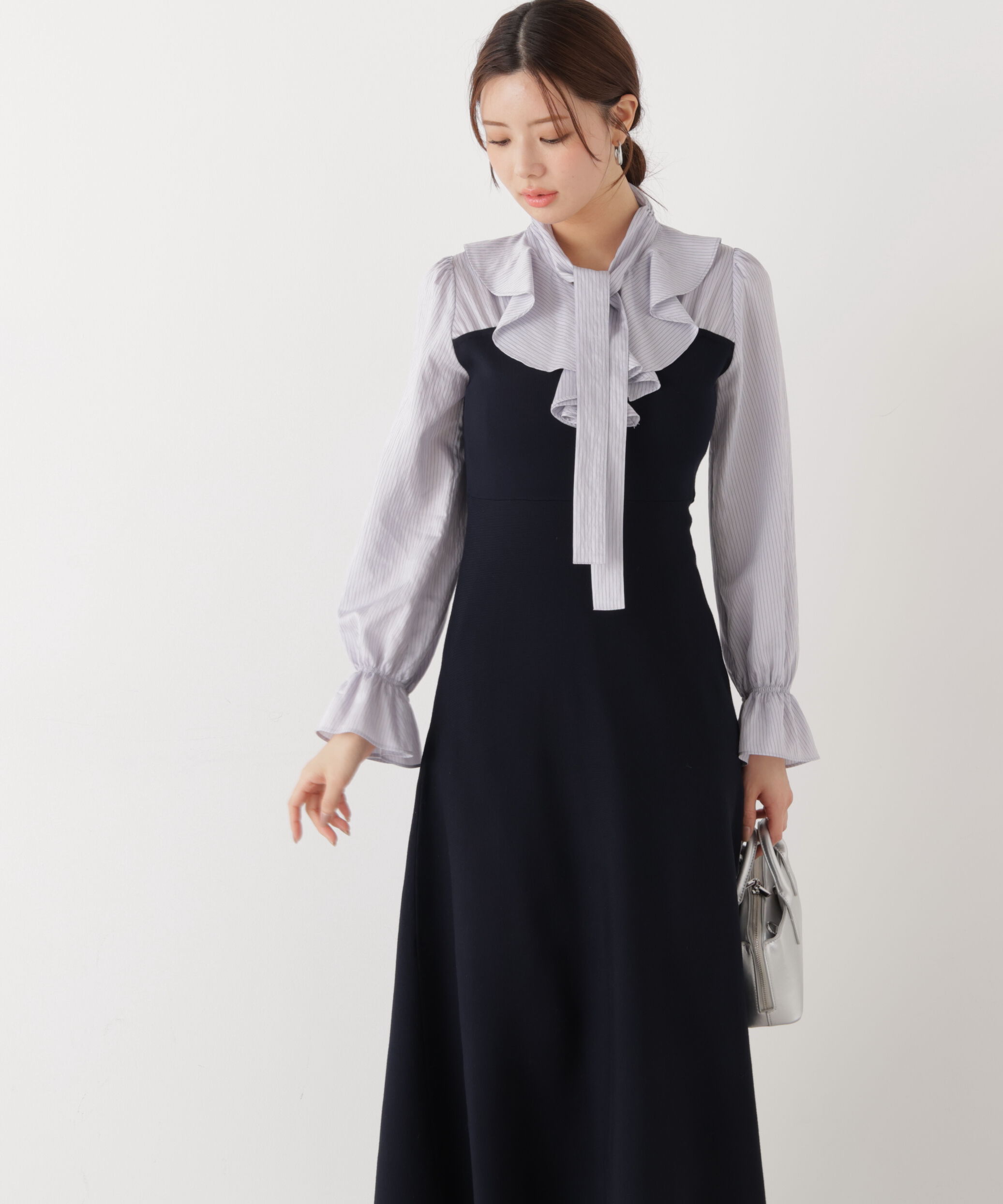 PROPORTION BODY DRESSING「《EDIT COLOGNE》ラッフルタイドッキングワンピース　26SS」|ワンピース|