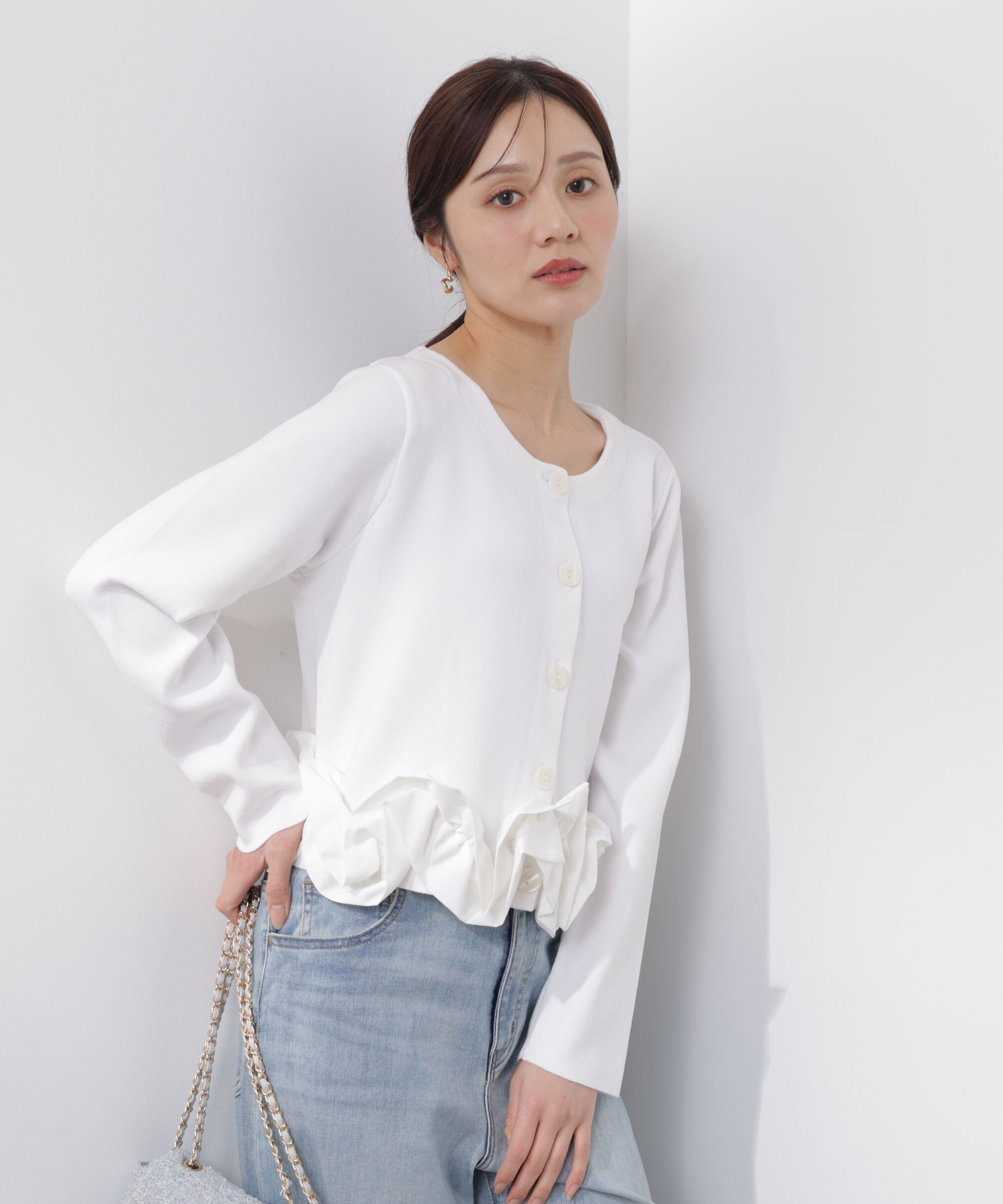 PROPORTION BODY DRESSING「〈a/mie〉ホイップペプラムニット　26SS」|カーディガン|