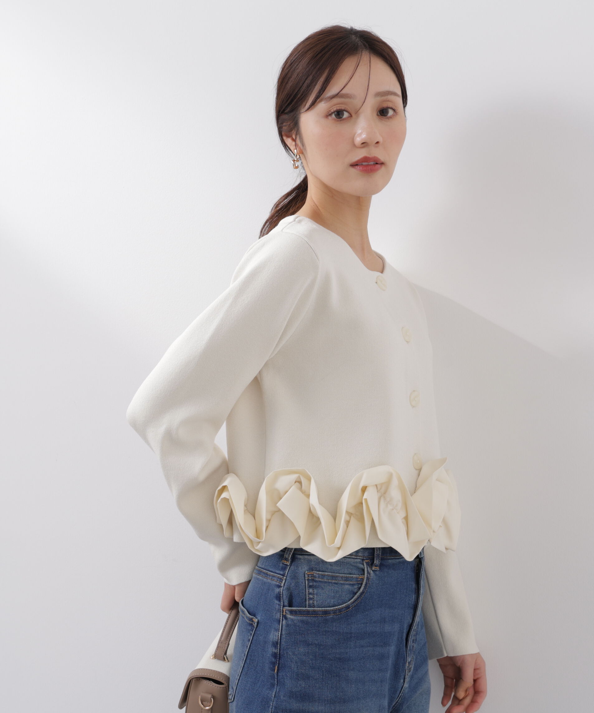 PROPORTION BODY DRESSING「〈a/mie〉ホイップペプラムニット　26SS」|カーディガン|