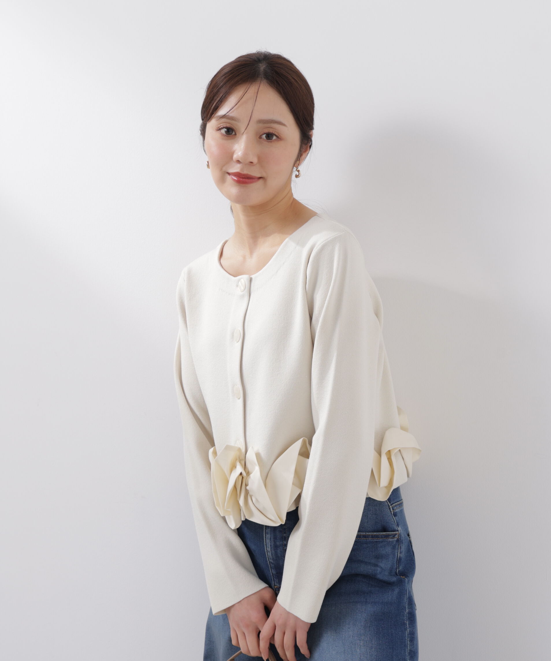 PROPORTION BODY DRESSING「〈a/mie〉ホイップペプラムニット　26SS」|カーディガン|