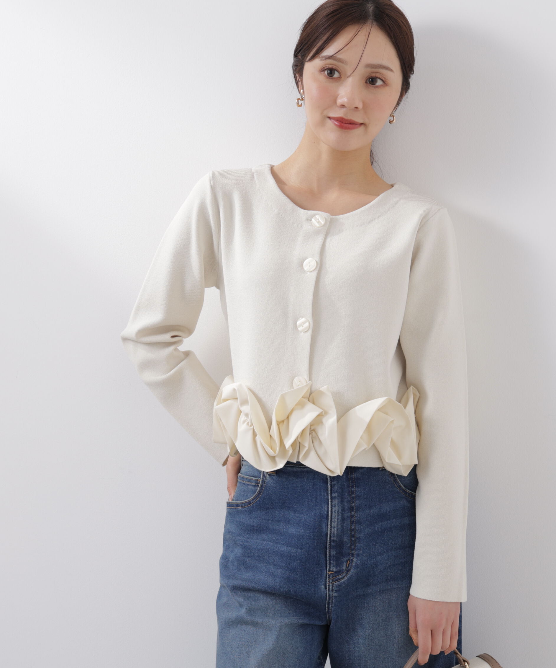 PROPORTION BODY DRESSING「〈a/mie〉ホイップペプラムニット　26SS」|カーディガン|