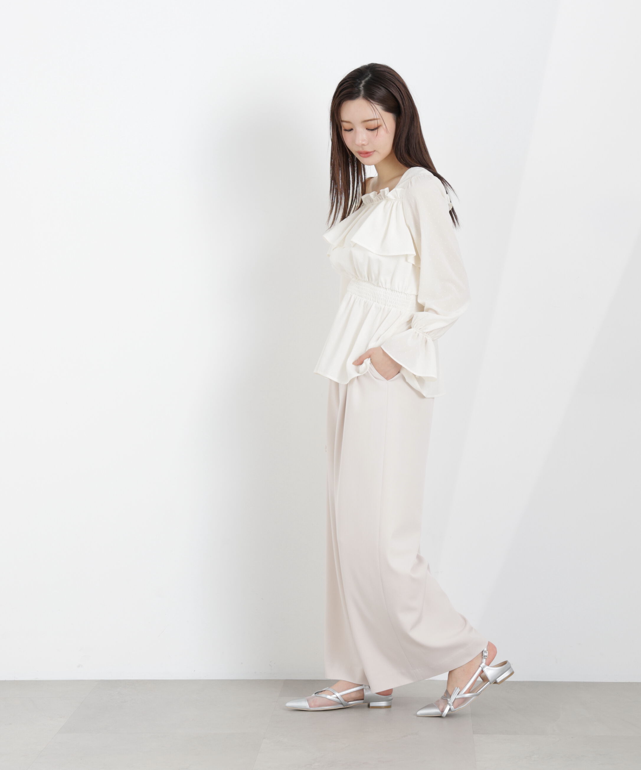 PROPORTION BODY DRESSING「＜ウォッシャブル＞フリルシャーリングブラウス　26SS」|シャツ・ブラウス|