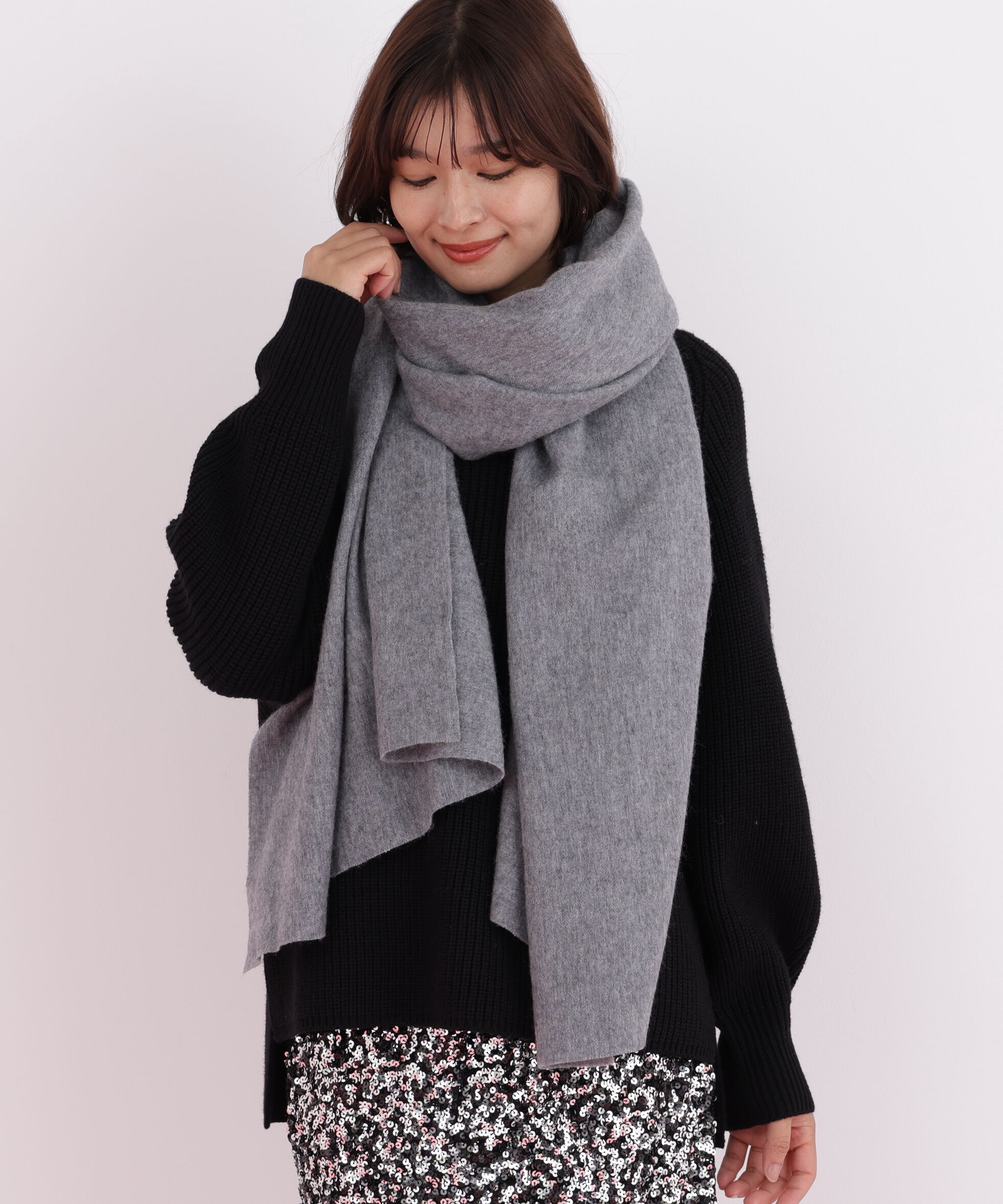  「カシミヤ100%ボリュームストール」|バンダナ・スカーフ|