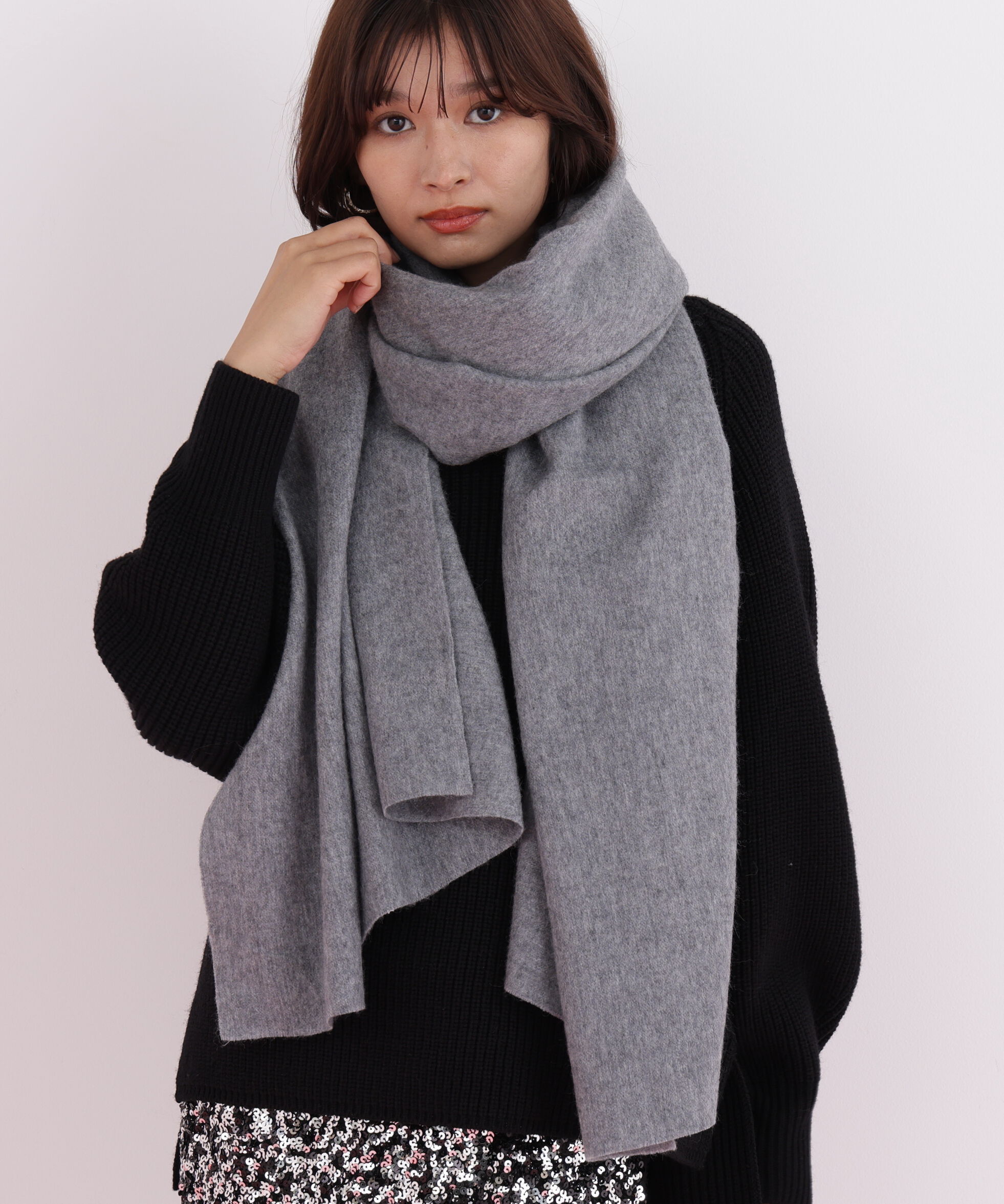  「カシミヤ100%ボリュームストール」|バンダナ・スカーフ|