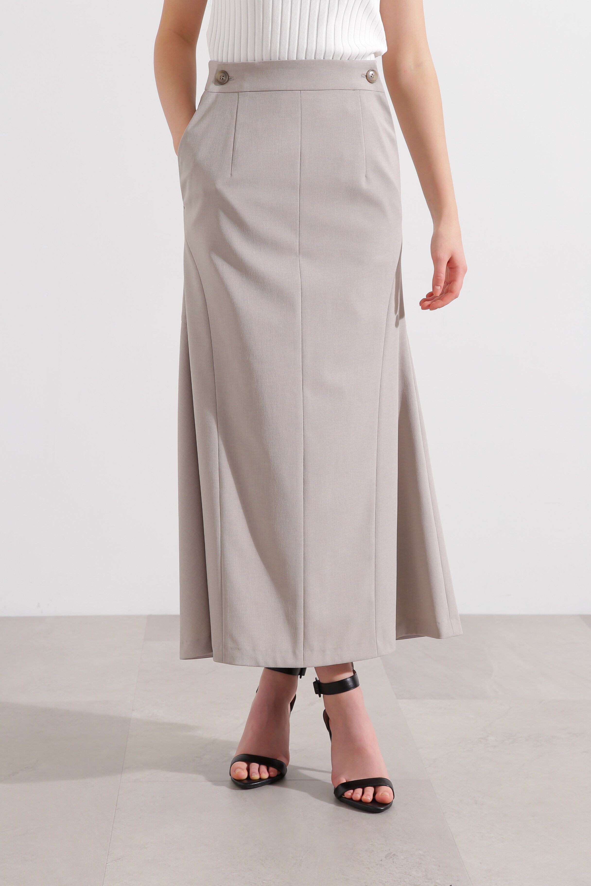  「◆ストライプセットアップスカート」|スカート|ベージュ