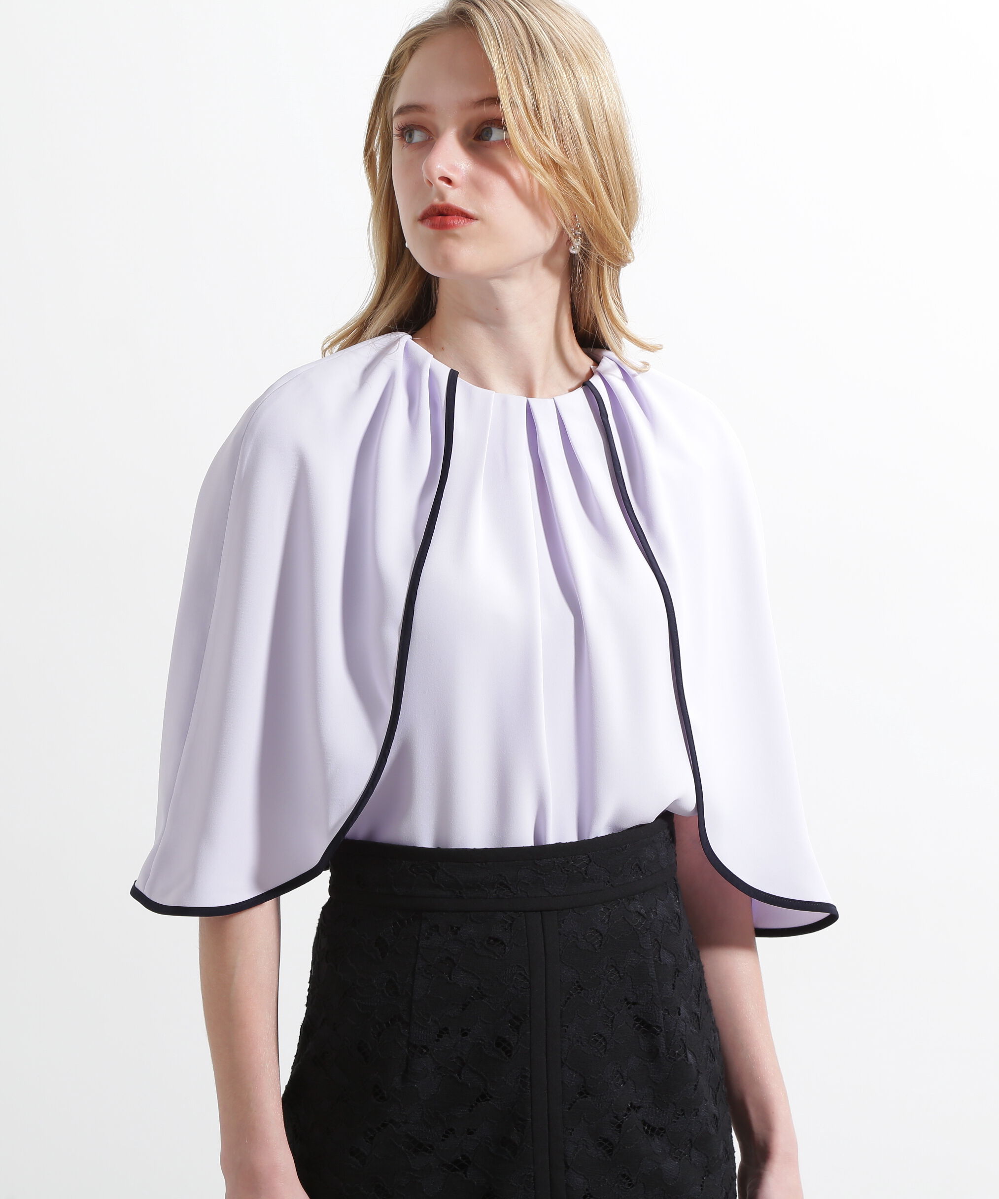  「◆バイカラーケープブラウス」|シャツ・ブラウス|