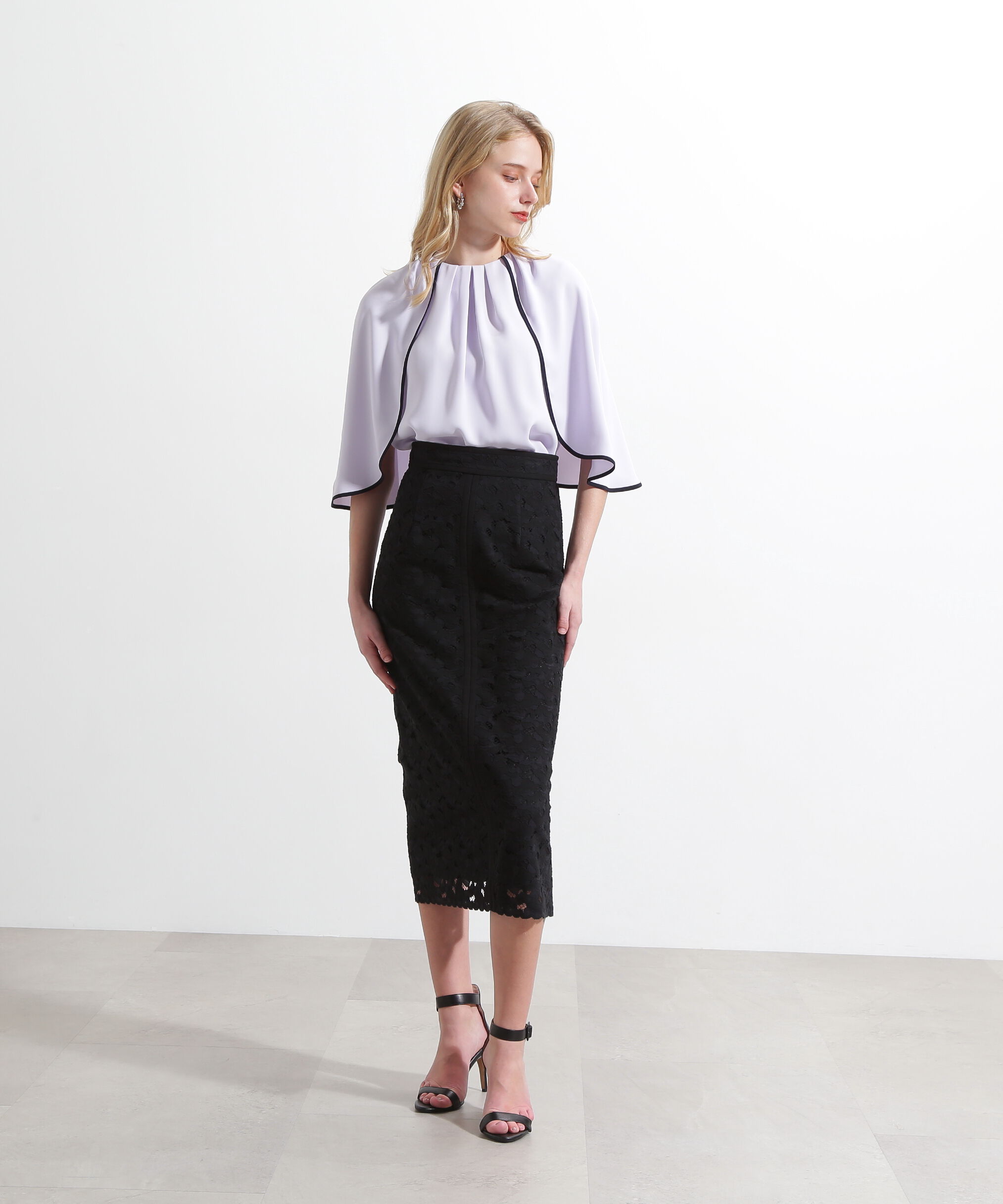  「◆バイカラーケープブラウス」|シャツ・ブラウス|