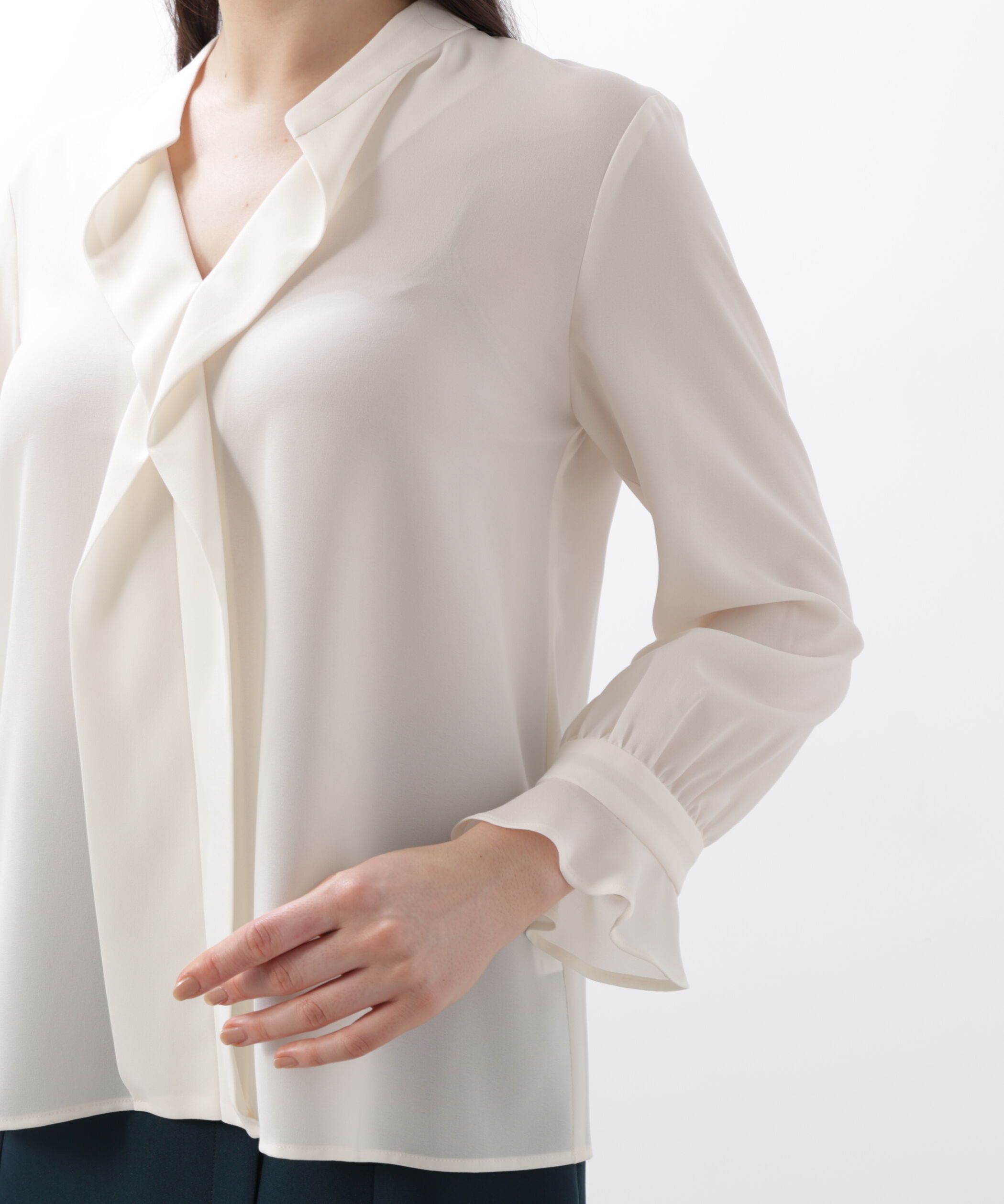  「◆バンドカラーラッフルブラウス」|シャツ・ブラウス|