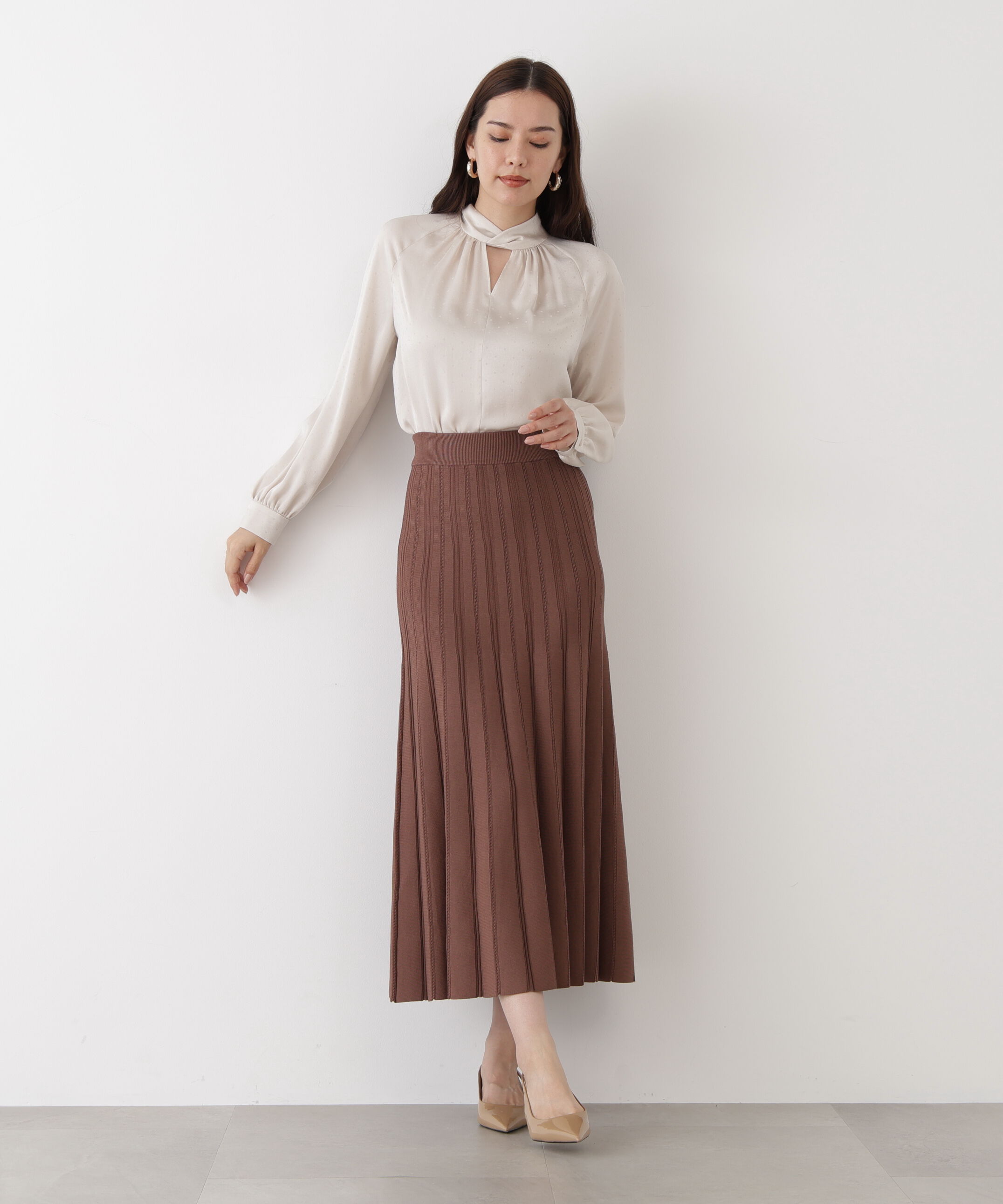  「◆ニットプリーツフレアースカート」|スカート|