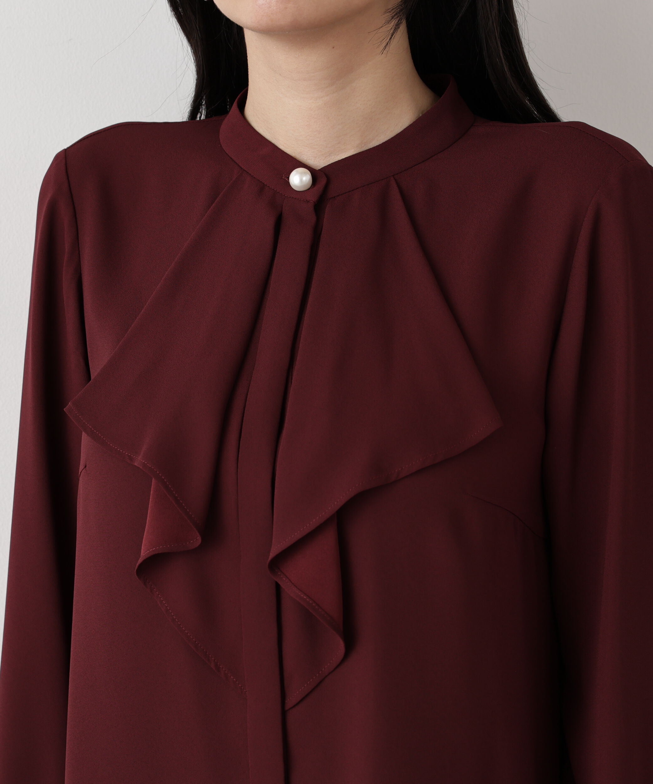  「◆フロントラッフルパール釦ブラウス」|シャツ・ブラウス|