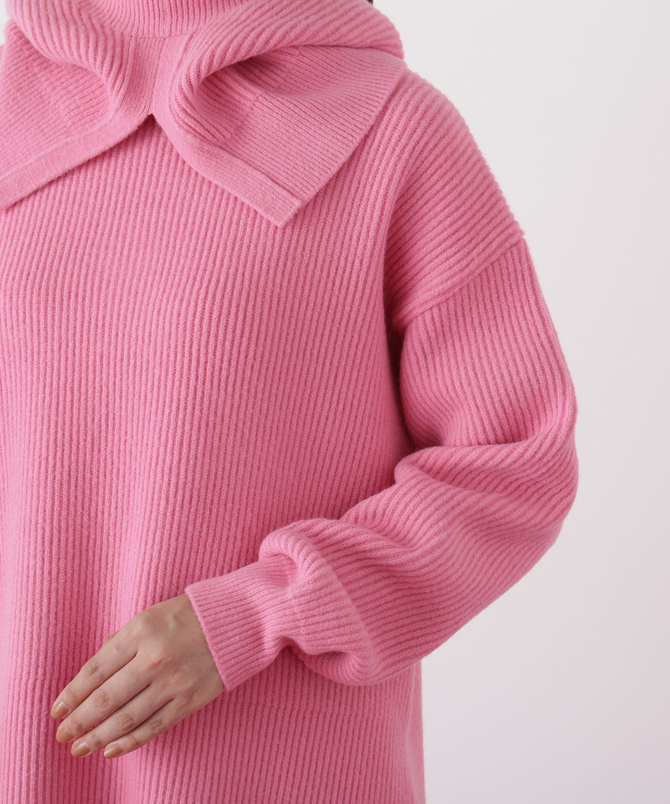  「◆フードスヌード付きニットプルオーバー」|ニット・セーター|